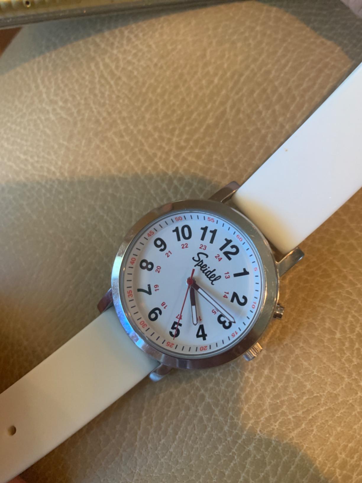 Glow Scrub Watch, Electroluminescent Nurse Doctors Medical Professionals Students Men Women Unisex Easy Read Dial Military Time Second Hand, Silicone Band, Water Resistant-White customer photo 1