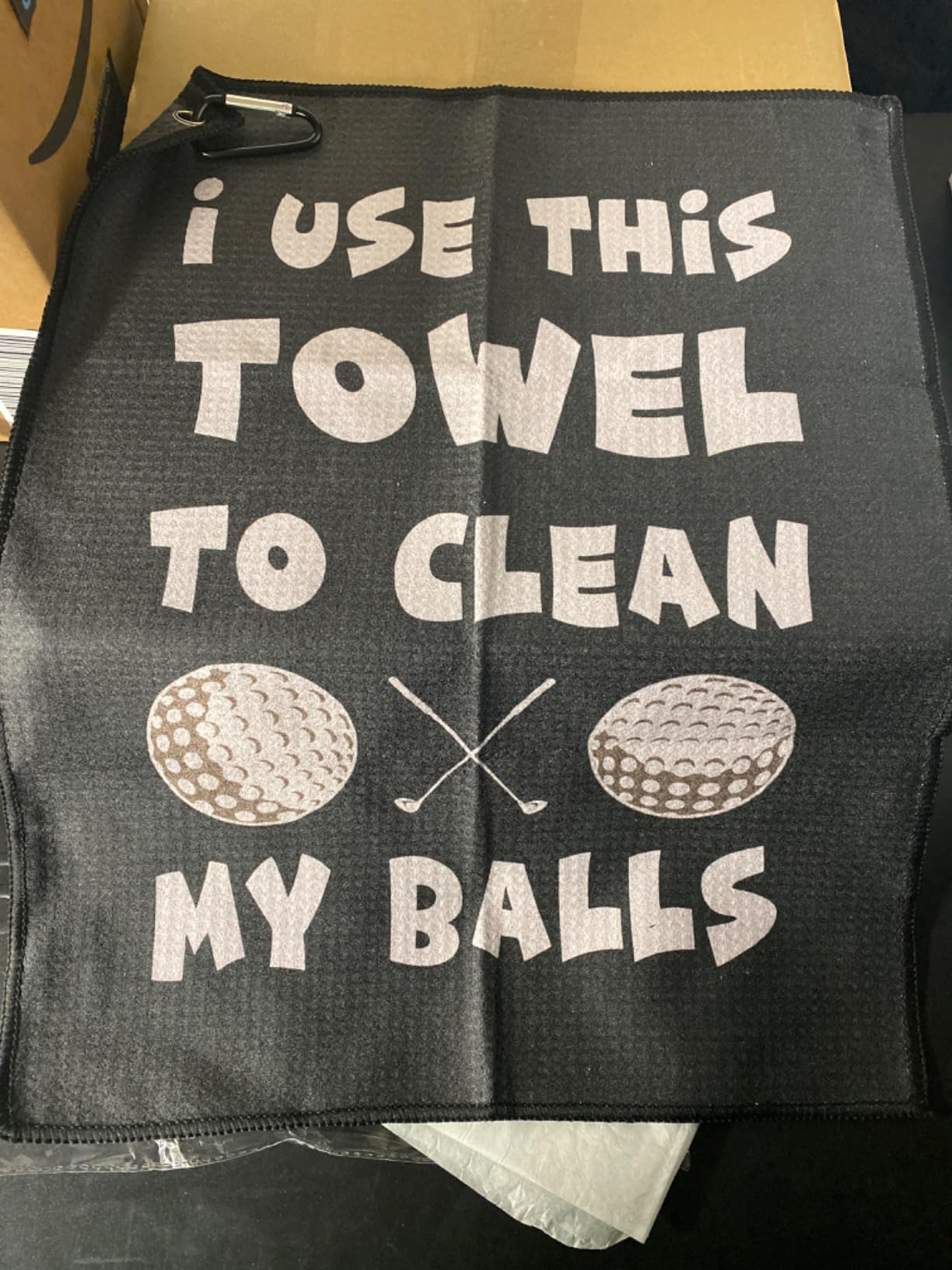 SHANKITGOLF Towel, Funny Microfiber with Bag Clip, Gift for Men & Dad | Waffle-weave towel scrubs dirt off clubs and balls, then clips to your bag. Novelty gifts for golfers. customer photo 2