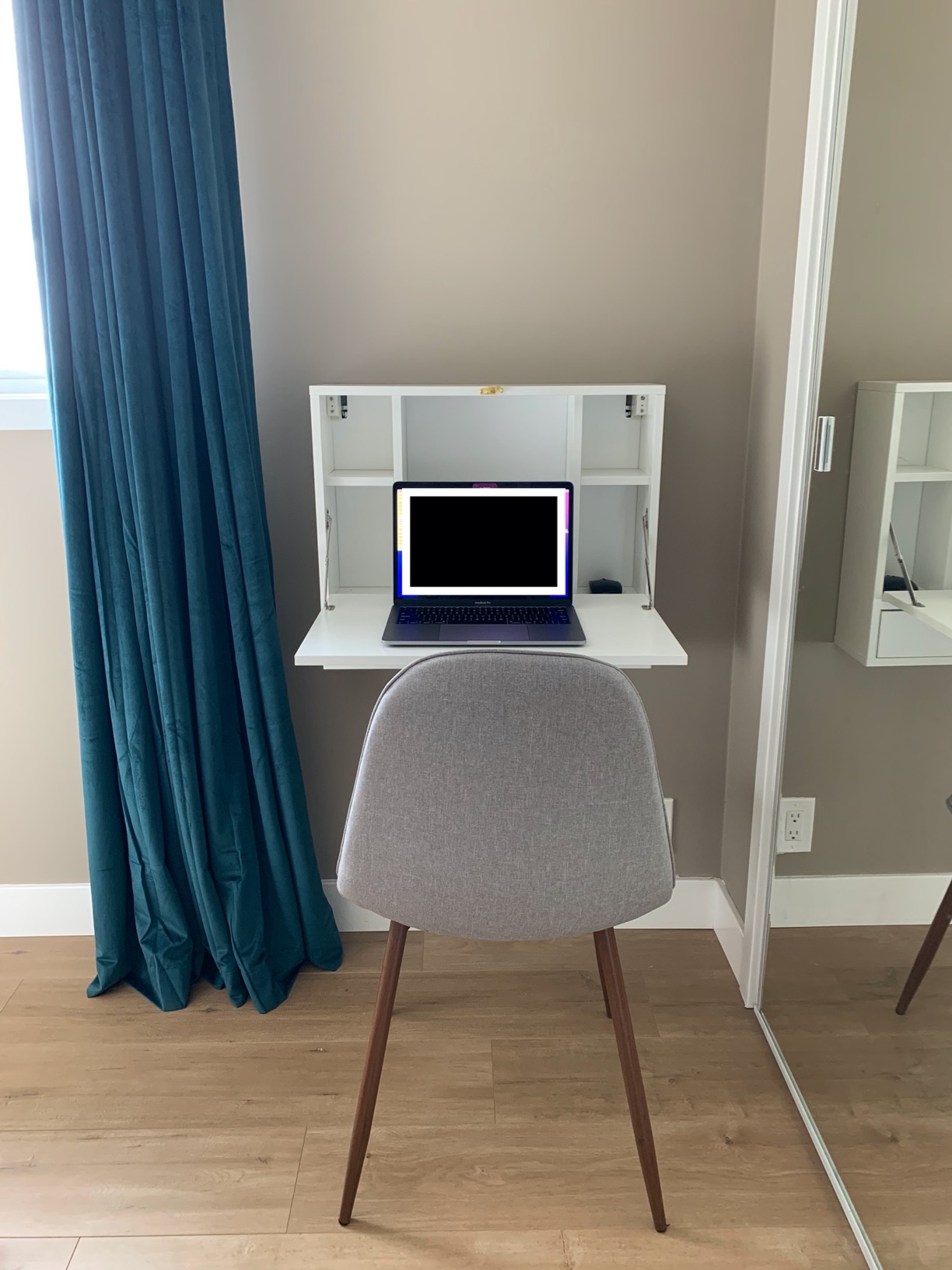 Tangkula Folding Wall Table, Floating Desk | Space Saving Wall Mounted Table with Storage Drawer & Shelves, White customer photo 1