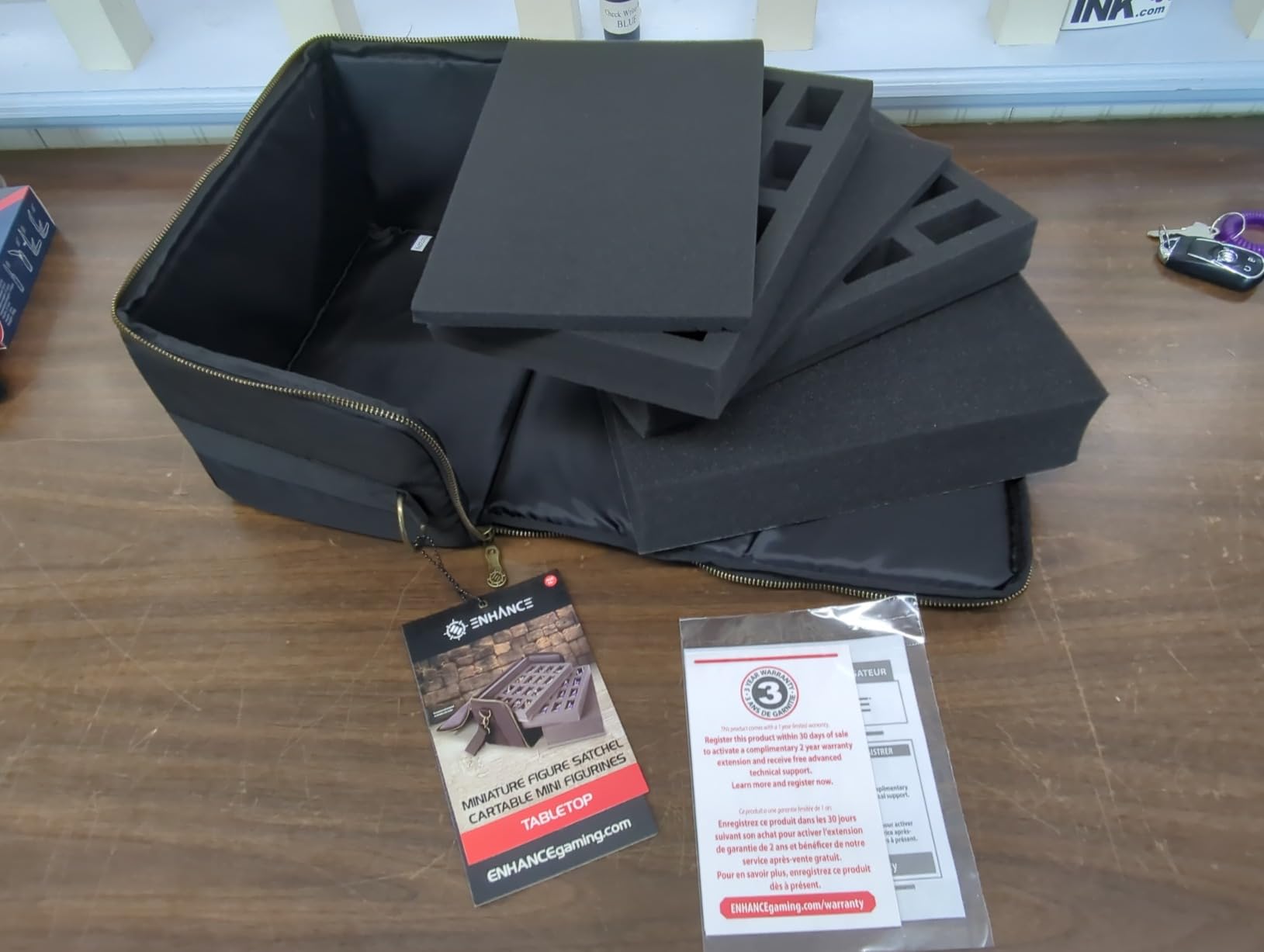 ENHANCE Portable Miniature Figure Storage & Carrying Case - 4 Foam Layers fits 108 Infantry Minis & Pick & Pluck for Large Figures - Book Sleeve & 2 Accessory Pockets for Measuring Tape, Dice & More customer photo 1