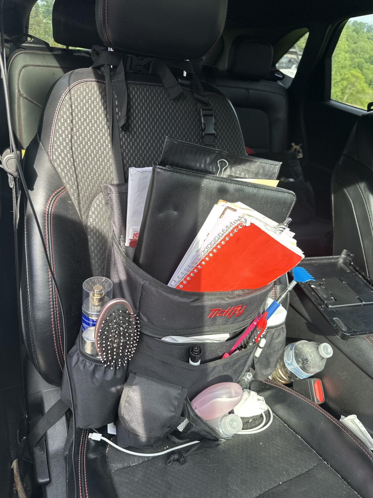 Tidify Car Front Seat Organizer [2025 UPDATED] with Dedicated Tablet and Laptop Storage Stabilizing Side Straps Soft Adjustable Shoulder Strap and Hardened Buckles customer photo 2