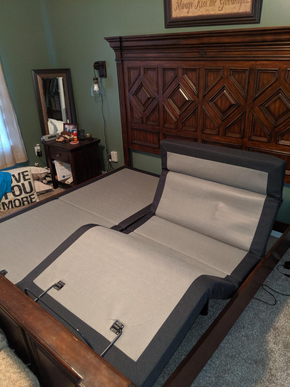 Sven & Son Harmony Adjustable Bed Base, Head and Foot Lift, Massage, Under-Bed Lights, USB, Gel Memory, Zero Gravity Smart Frame - Split King + 14