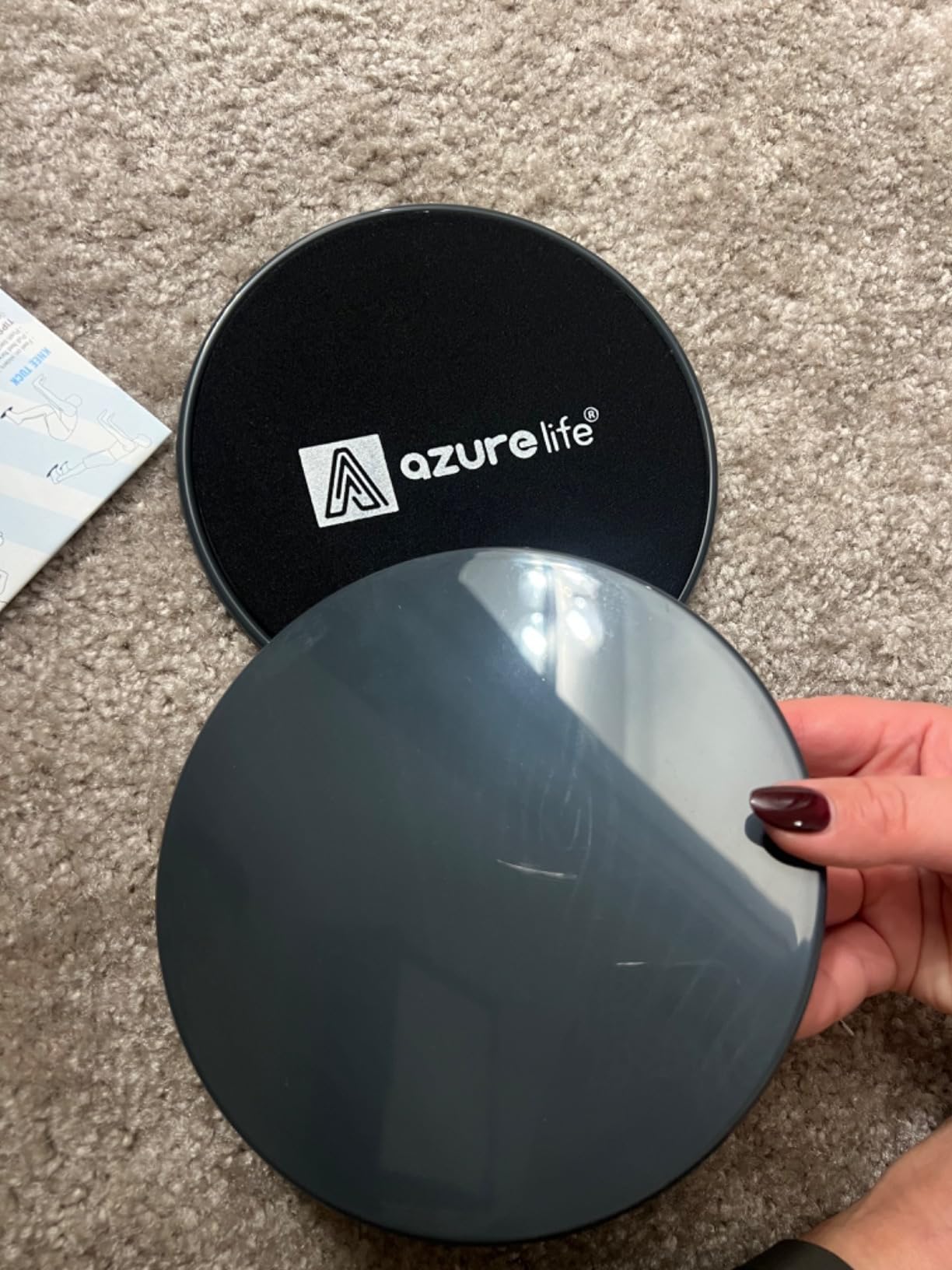 A AZURELIFE Exercise Core Sliders, Dual Sided Exercise Gliding Discs Use on Carpet or Hardwood Floors customer photo 2