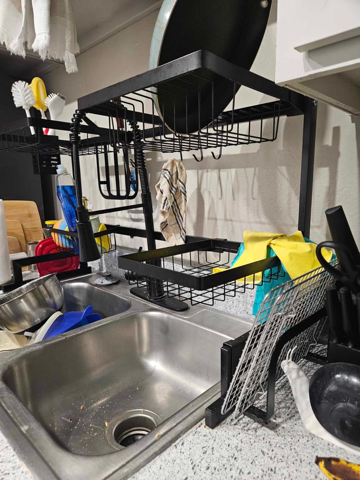 KES 30-Inch Kitchen Pot Rack - Mounted Hanging Rack for Kitchen Storage and Organization - Matte Black 2-Tier Wall Shelf with Guard Rail for Pots and Pans Organizer with 12 Hooks - KUR215S75B-BK customer photo 2