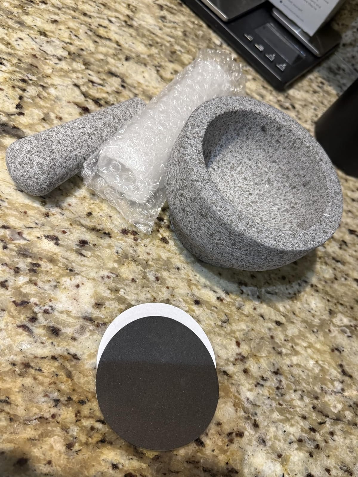 GORILLA GRIP Natural Granite Stone Mortar and Pestle Set, 1.5 Cup, Gray | Non-Scratch Base, Heavy Duty Unpolished Molcajete Guacamole Salsa Bowl, Grind Seeds, Herb, Garlic, Pills, Kitchen Muddler customer photo 1