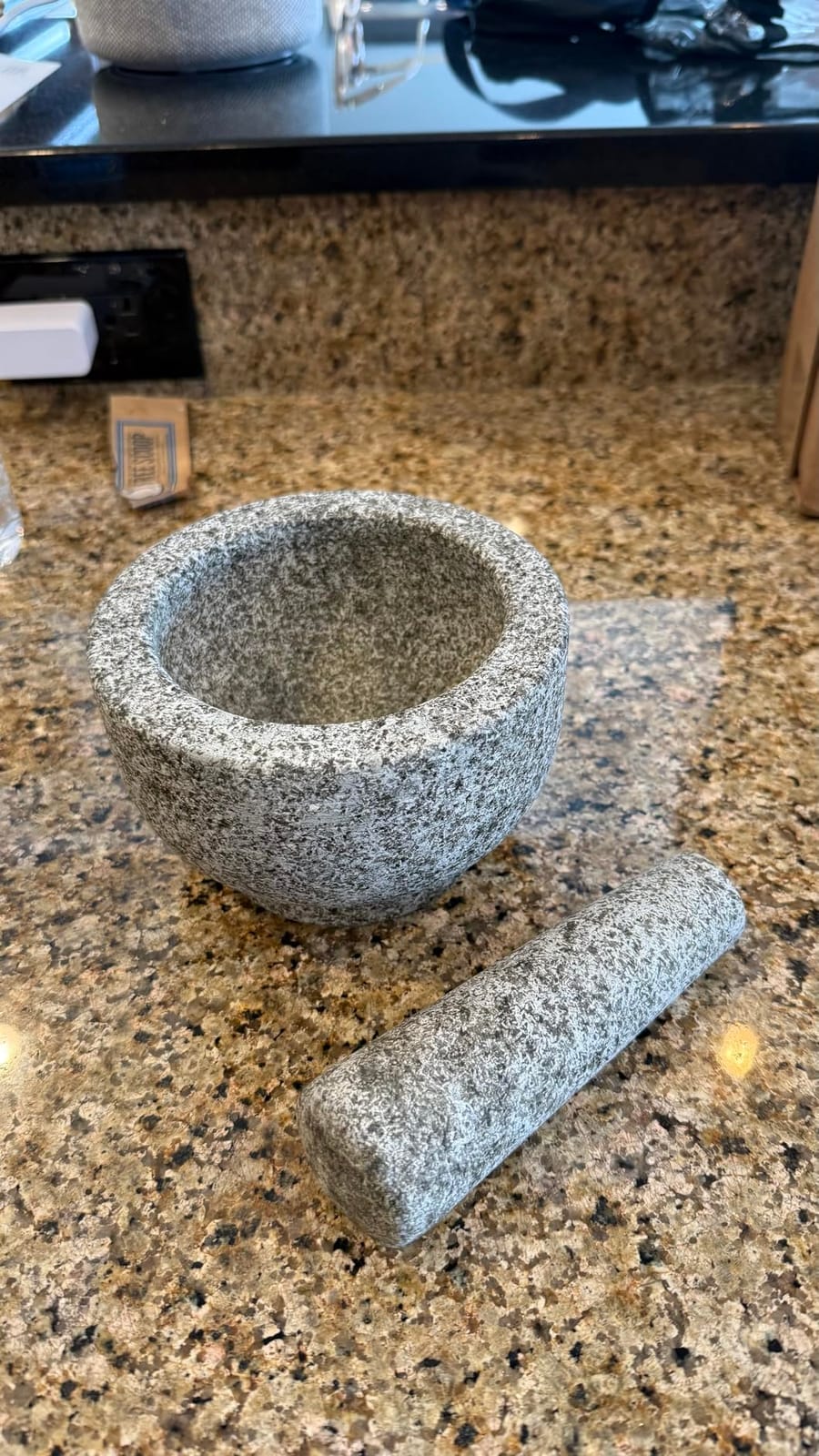 GORILLA GRIP Natural Granite Stone Mortar and Pestle Set, 1.5 Cup, Gray | Non-Scratch Base, Heavy Duty Unpolished Molcajete Guacamole Salsa Bowl, Grind Seeds, Herb, Garlic, Pills, Kitchen Muddler customer photo 2