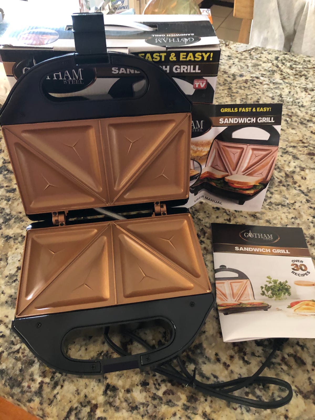 Gotham Steel Nonstick Panini Press Sandwich Maker, 2in1 Breakfast Sandwich Maker Grill / Sandwich Press Grill with Indicator Light, Grilled Cheese Maker Makes 2 Sandwiches with Easy Cut Edges customer photo 1