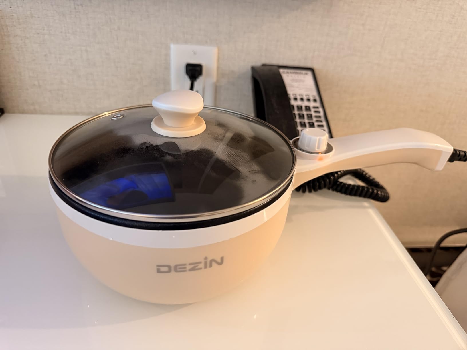 Dezin Hot Pot Electric, 1.5L Non-Stick Portable Electric Pot, Dual Power | 700W Upgraded Electric Pot for Cooking Steak, Egg, Oatmeal, Soup, Mini Ramen Cooker for Dorm, Travel, Office, RV, Green Pan customer photo 1