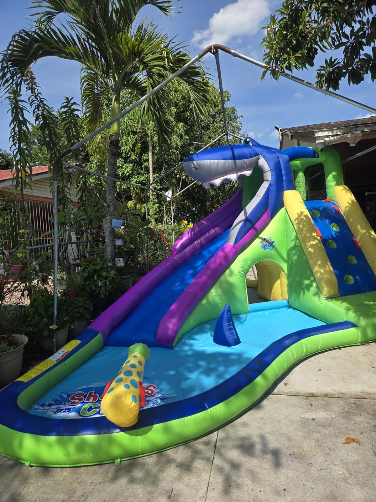 ACTION AIR Inflatable Water Slide, Shark Bounce House with Slide for Wet and Dry, Playground Sets for Kids Backyard, Water Spray & Water Pool, Durable Sewn with Extra Thick Material customer photo 1