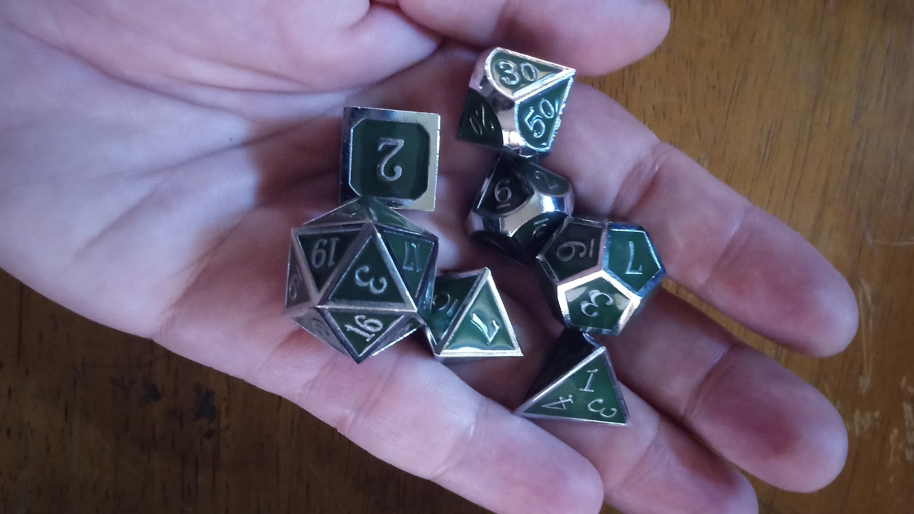 Haxtec Metal DND Dice Set, 7 Pcs Ancient Polyhedral Dice for Table Games | Copper D&D Dice with Leather Bag, Compatible with Dungeons and Dragons, Antique Heavy Metallic, TTRPG Gifts for DND Lovers customer photo 2
