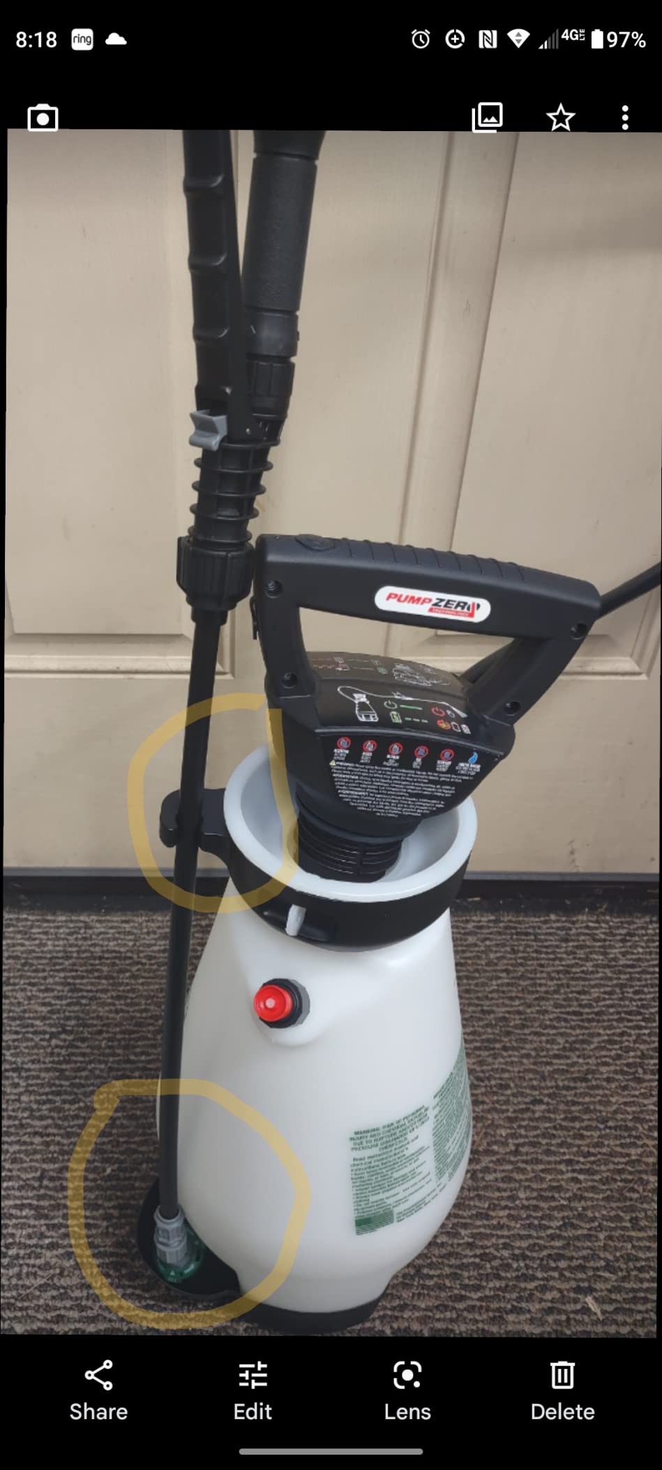 Scotts 2 Gallon Lithium-Ion Battery Powered Sprayer with Pump Zero Technology, Rechargeable Lawn & Garden Tank Sprayer, Model 190567 customer photo 2