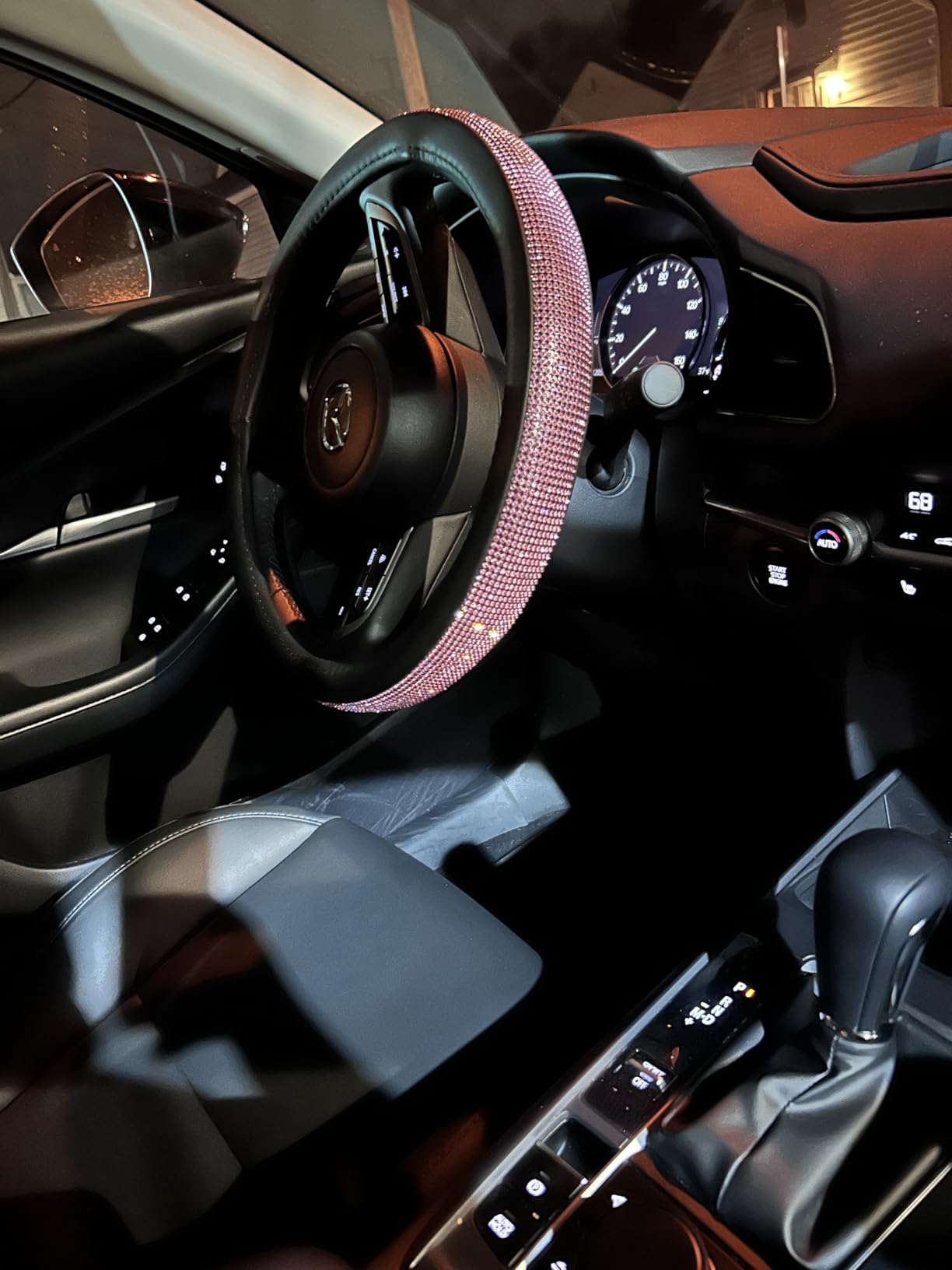New Diamond Leather Steering Wheel Cover with Bling Crystal Rhinestones | Universal Fit 15 Inch Car Wheel Protector for Women Girls Black customer photo 2
