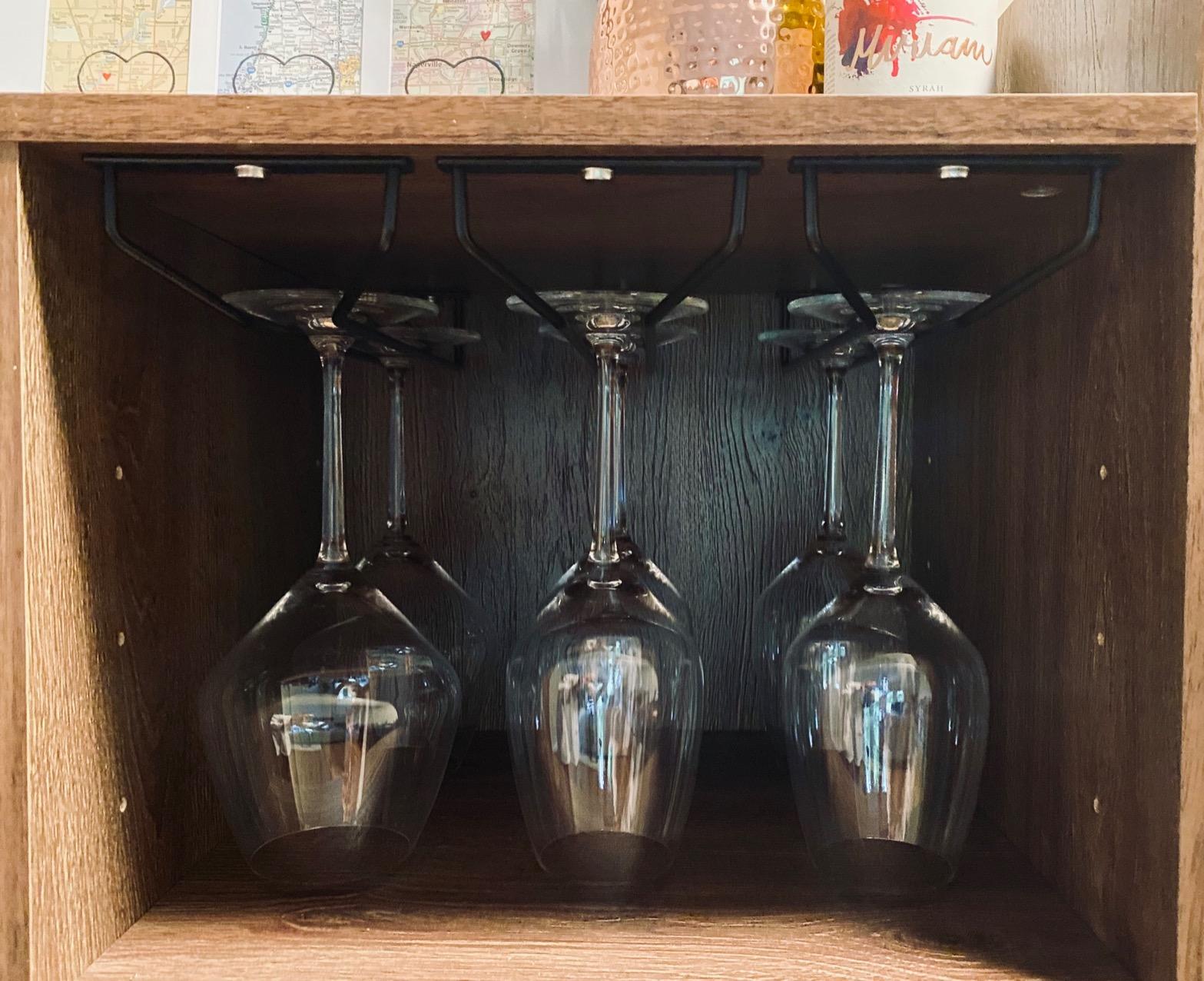 14-Inch Wine Glass Rack, Under Cabinet Wine Glass Holder Stainless Steel Chrome Finish Stemware Rack - Hanging Stemware Holder for Cabinet Kitchen Bar, Set of 2 customer photo 2