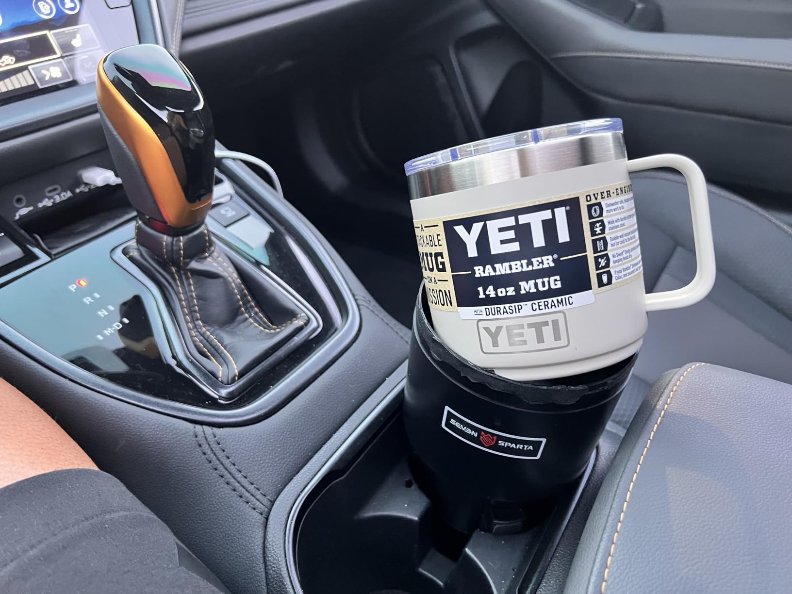 SEVEN SPARTA Car Cup Holder Expander for 32-40oz Large Bottles & Tumblers | Compatible with Yeti, Hydro Flask & Owala 32-40oz, Upgraded Adjustable Offset Base, Fits 3.4