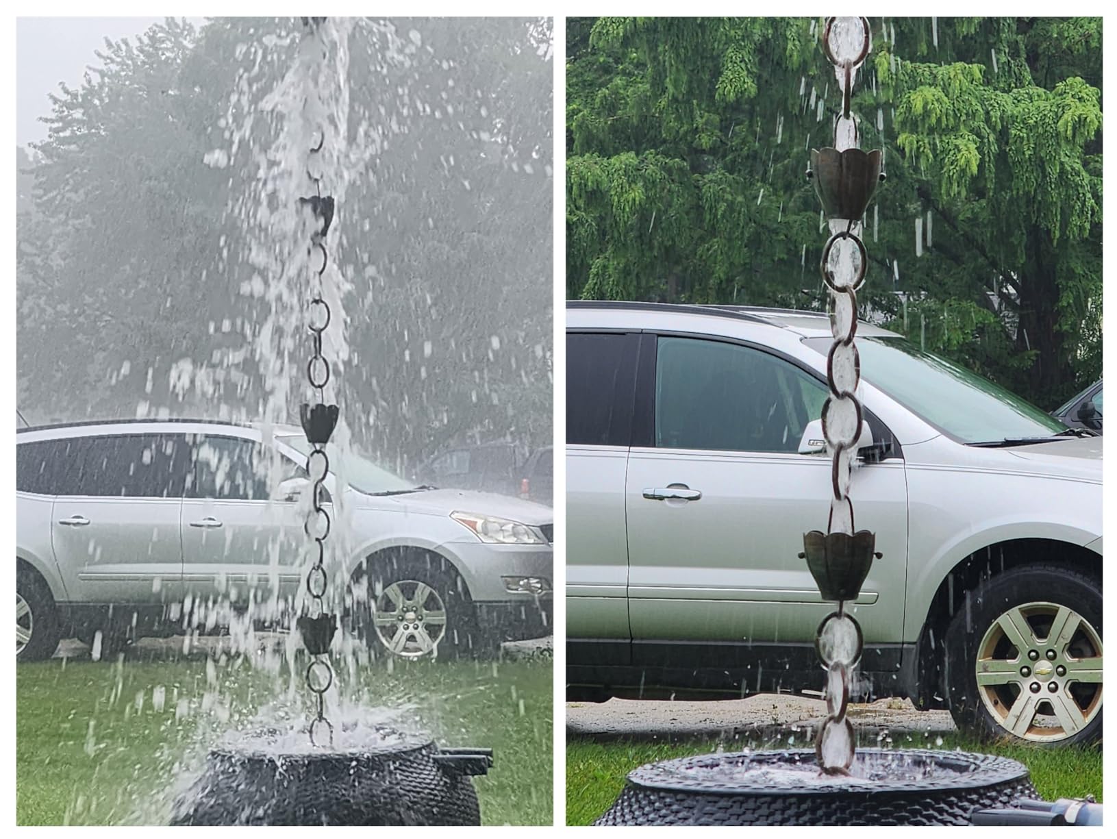 Good Directions 491V1-8 Crocus Rain Chain 8-1/2 Feet Long, Large Cups, 100% Blue Verde Pure Copper customer photo 2