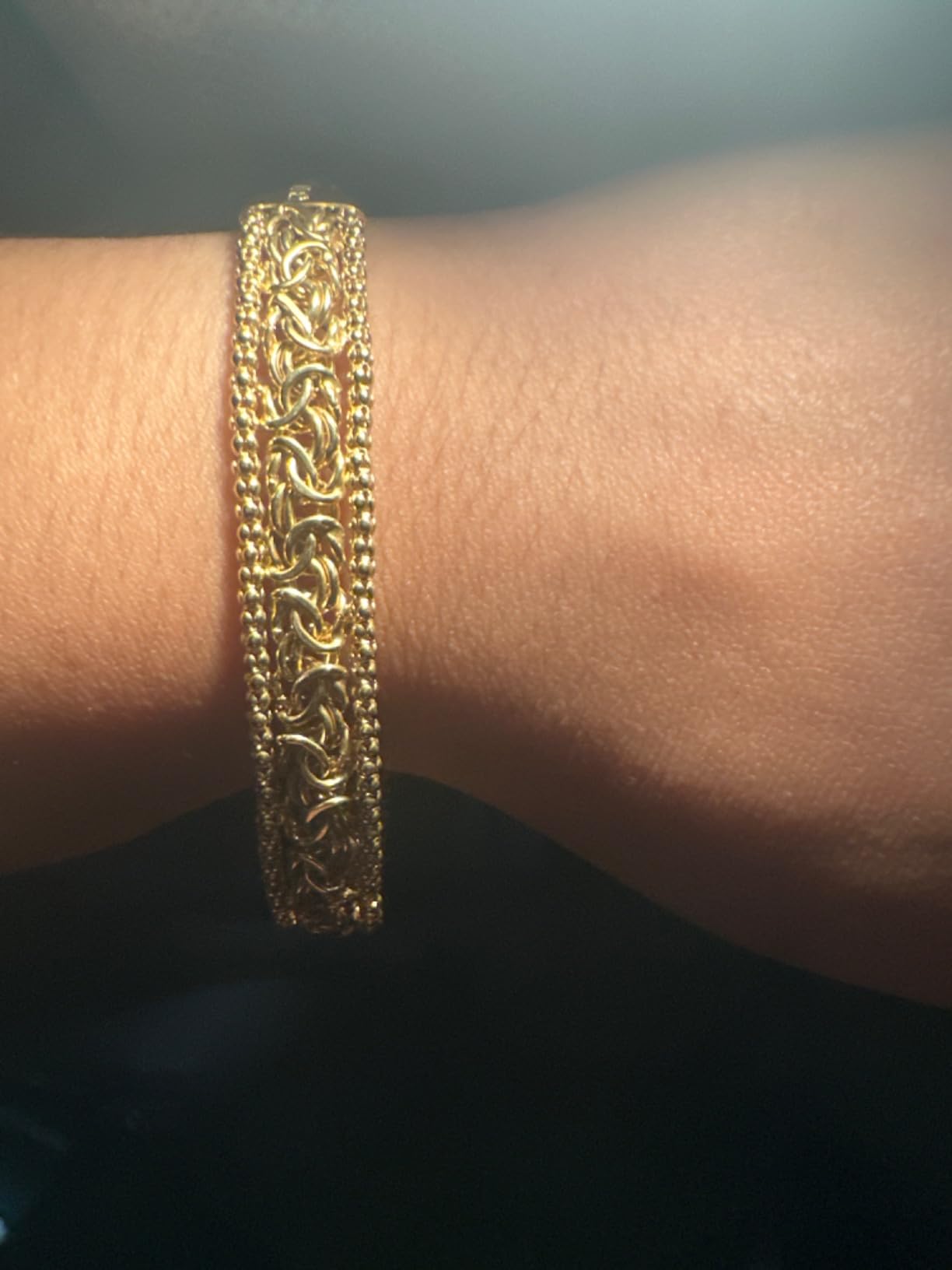 Italian 925 Sterling Silver, 18K Gold Plated Byzantine Bracelet customer photo 1