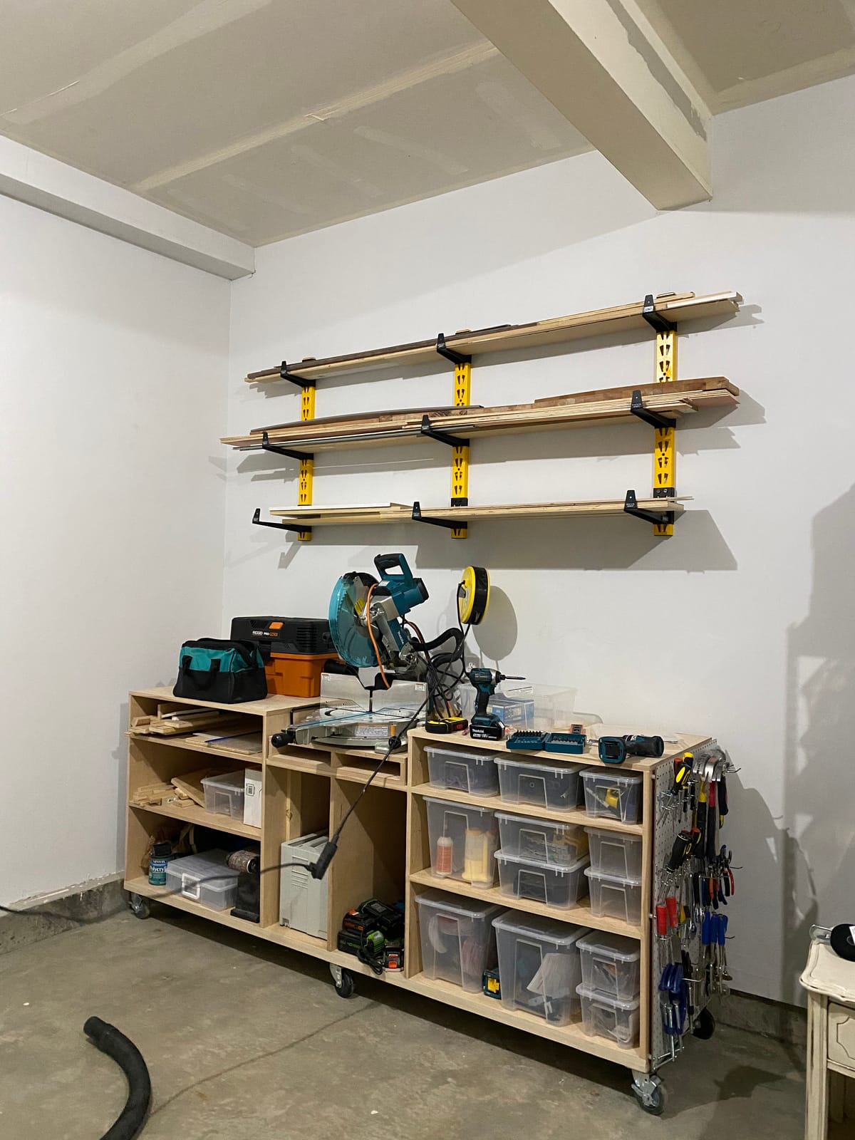 DEWALT 3-Piece Wall Mount Cantilever Wood and Lumber Storage Rack for Workshop Shelving, Multi-Depth Storage, Supports a Total of 273 lbs. customer photo 1