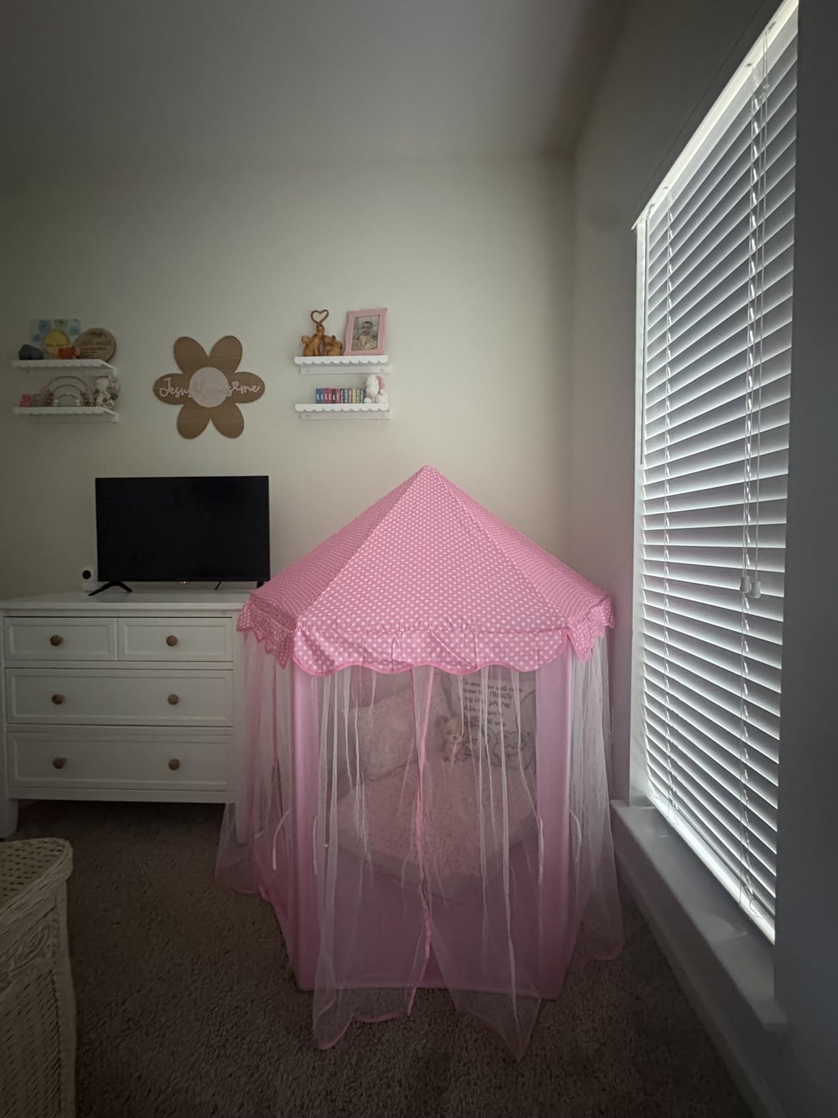 Sumbababy Princess Castle Tent for Girls Fairy Play Tents for Kids Hexagon Playhouse with Fairy Star Lights Toys for Children or Toddlers Indoor or Outdoor Games (Pink) customer photo 2