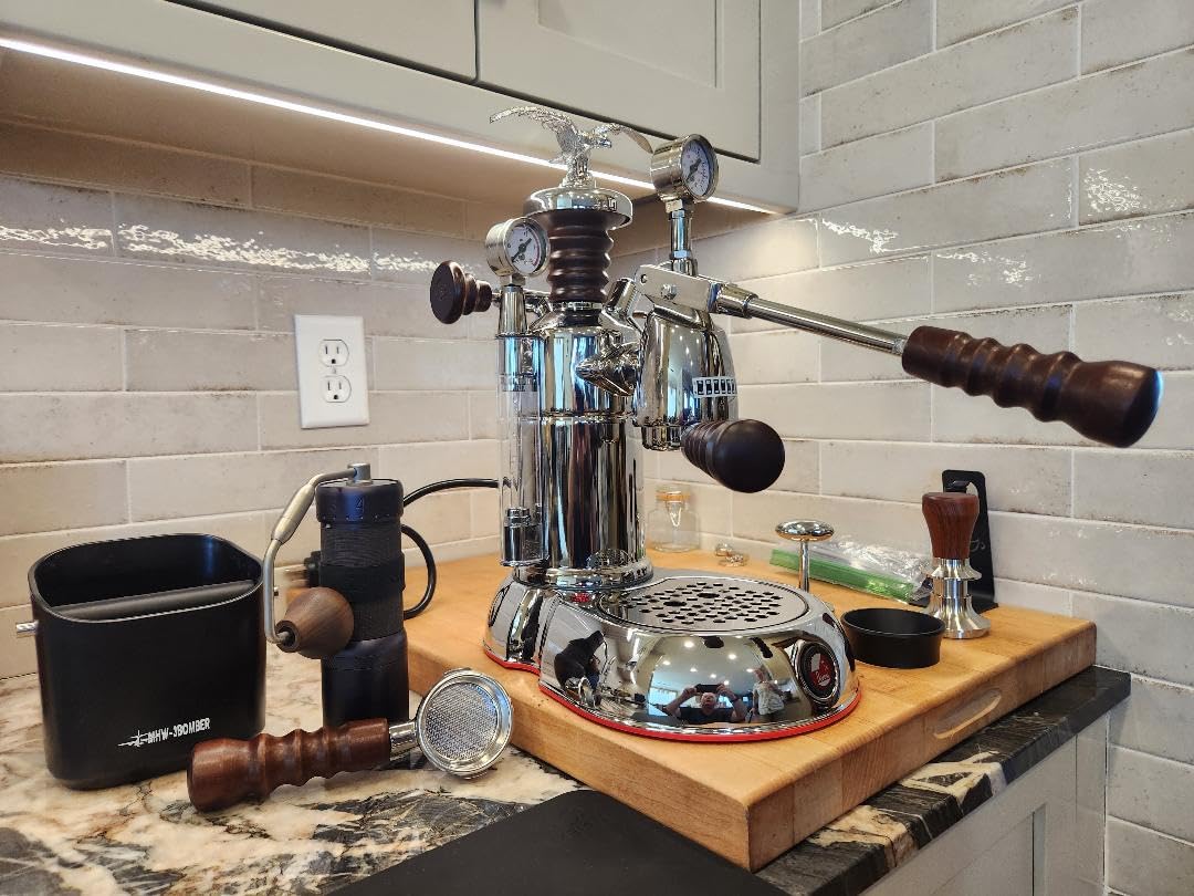 La Pavoni Esperto Abile 16-Cup Lever Espresso Machine, Chrome, Rosewood Handles, Made in Italy customer photo 1