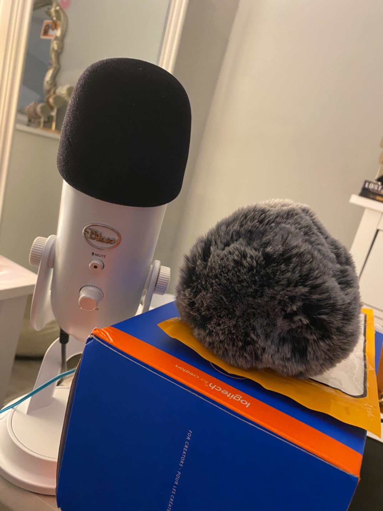 YOUSHARES 2PCS Blue Yeti Pop Filter for Blue Yeti Microphone, Yeti Foam Windscreen with Dead Cat Blue Yeti Mic Cover for Yeti Mic and Blue Yeti Pro USB Microphone customer photo 2