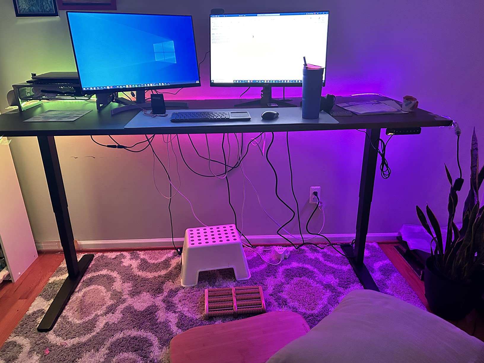 UPLIFT DESK V3 2-Leg Walnut Laminate Wood Standing Desk - Adjustable Height, Advanced 1-Touch Memory Keypad, Under Desk Cable Management, Wire Grommets & Rocker Board (Black C-Frame, 60 x 30 inch) customer photo 2