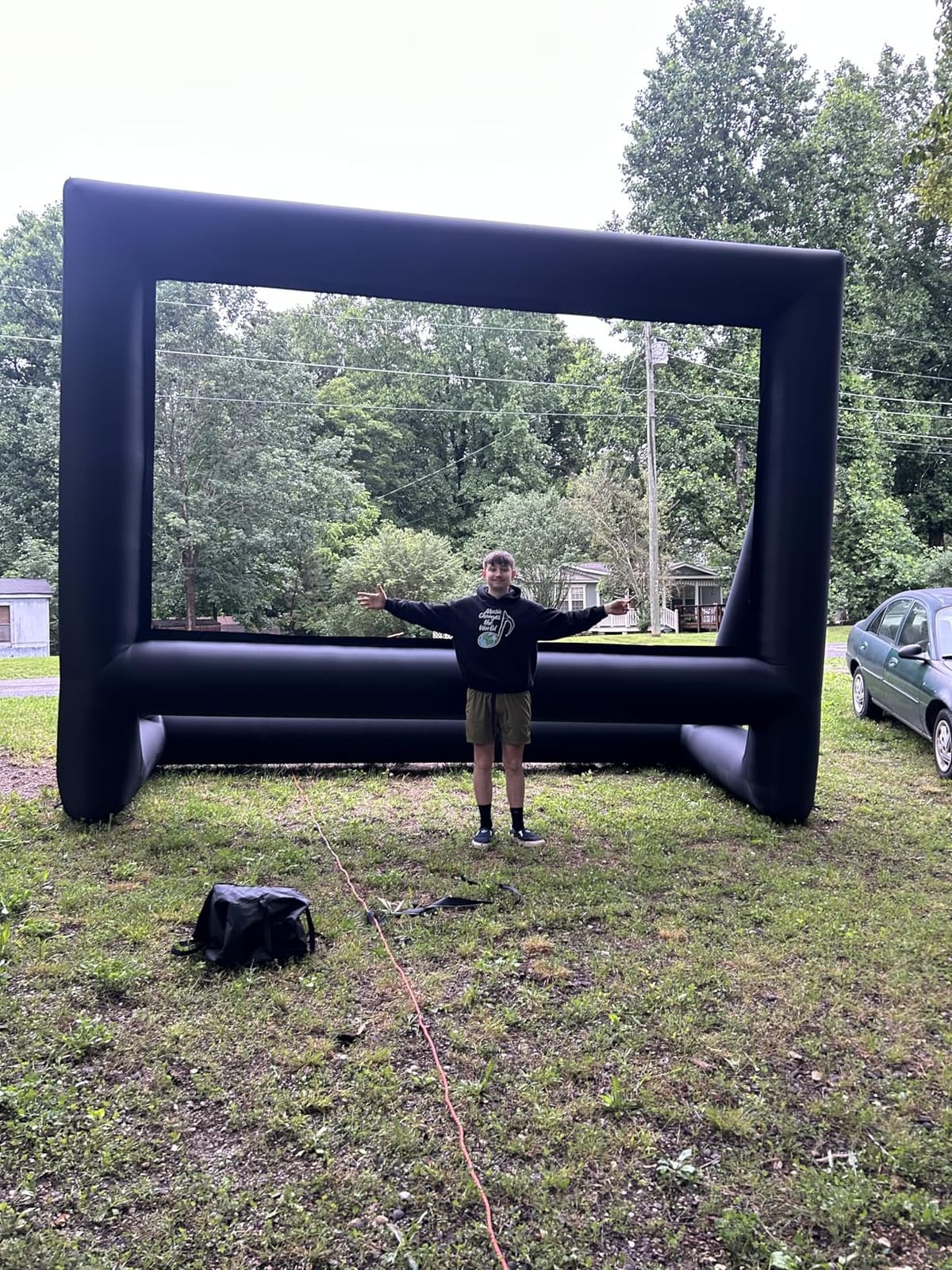 XHYCPY 20 Feet Inflatable Projector Screen Outdoor Inflatable Movie Screen with Air Blower Storage Bag, Easy Set Up Blow Up Screen for Backyard Movie Night, Theme Parties, Celebrations customer photo 1
