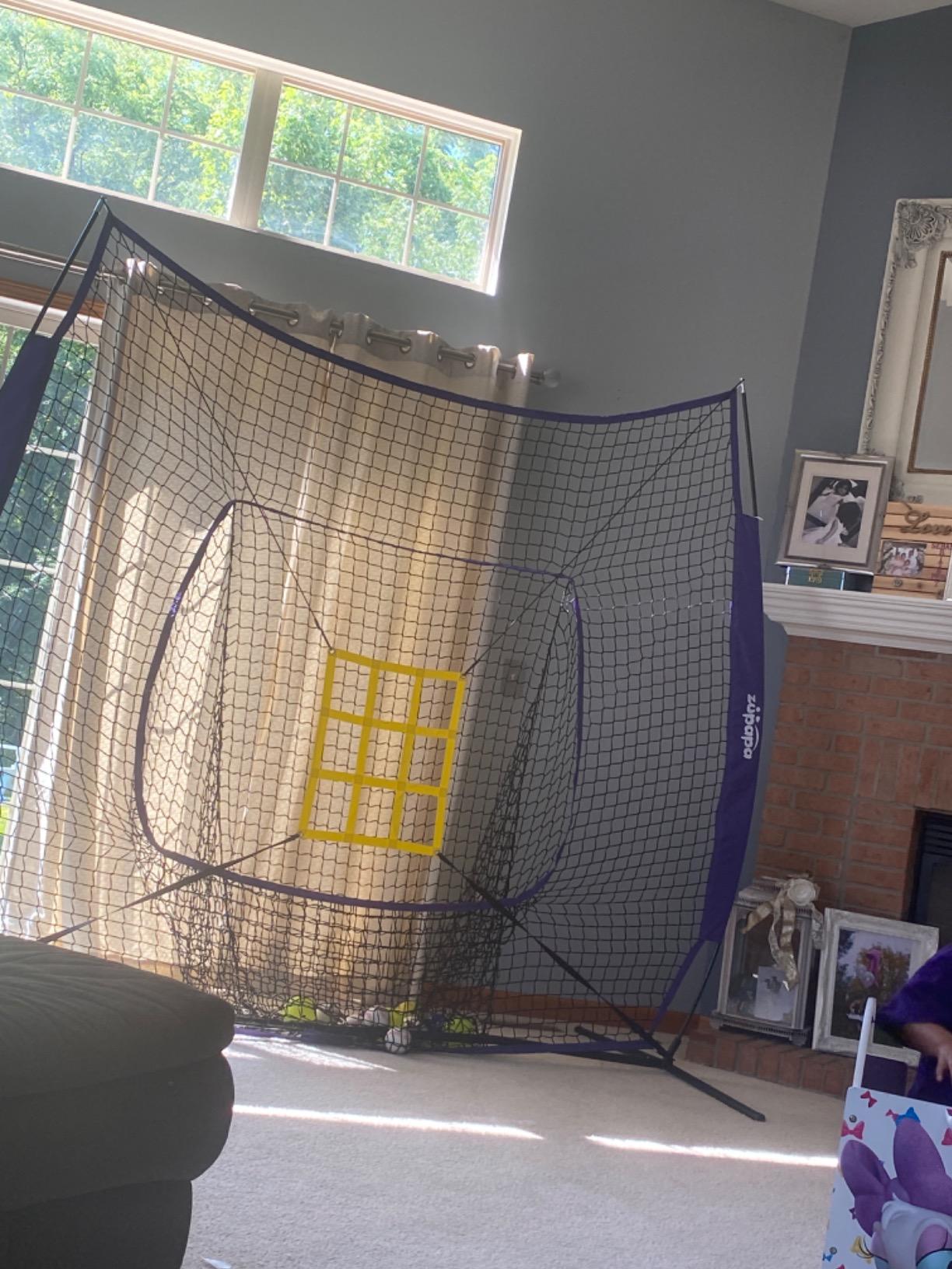 Zupapa Baseball Softball Practice Combo - 7 X 7 Feet Net Tee Caddy 12 Pack Baseballs Set, Upgraded Vivid Strike Zone, Baseball Backstop Practice Net for Hitting Pitching Batting Catching customer photo 1