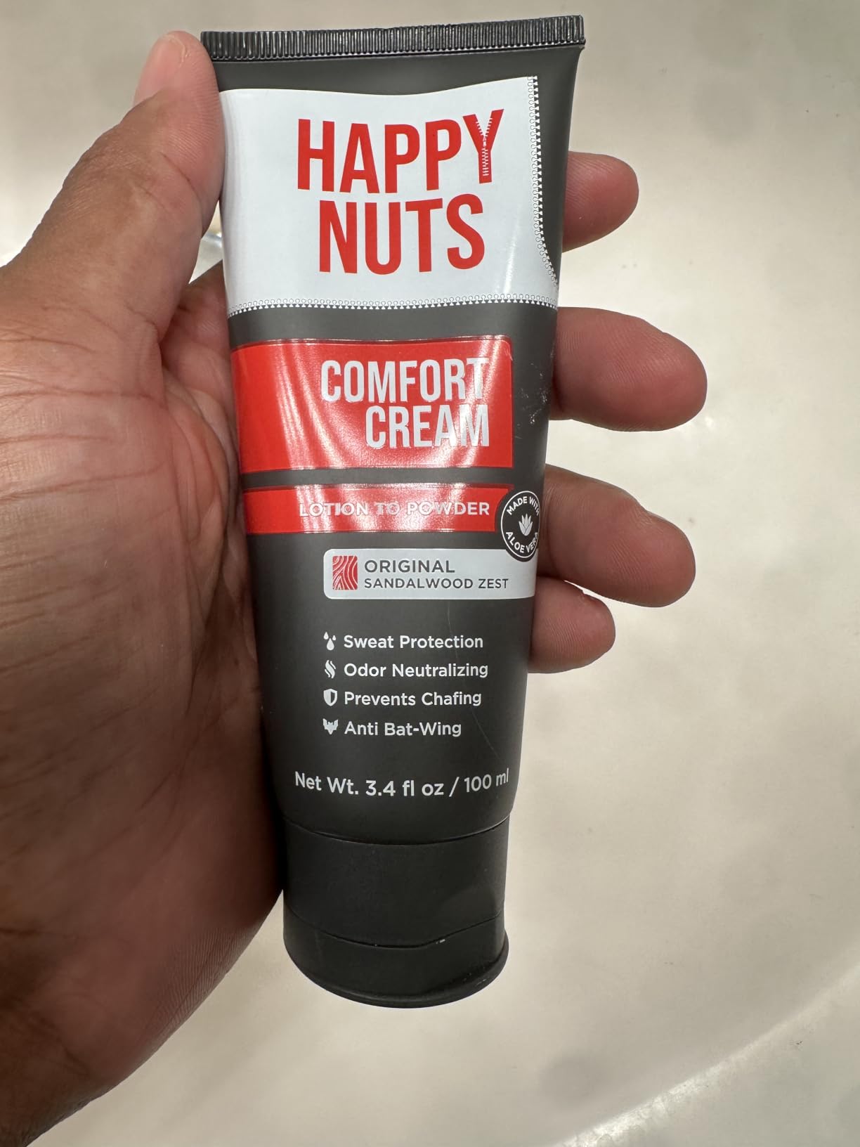 HAPPY NUTS Comfort Cream Deodorant For Men: Anti-Chafing Sweat Defense, Odor Control, Aluminum-Free, Travel Essential, Mens Deodorant & Hygiene Products for Men's Private Parts 3.4 Fl Oz - Original customer photo 2