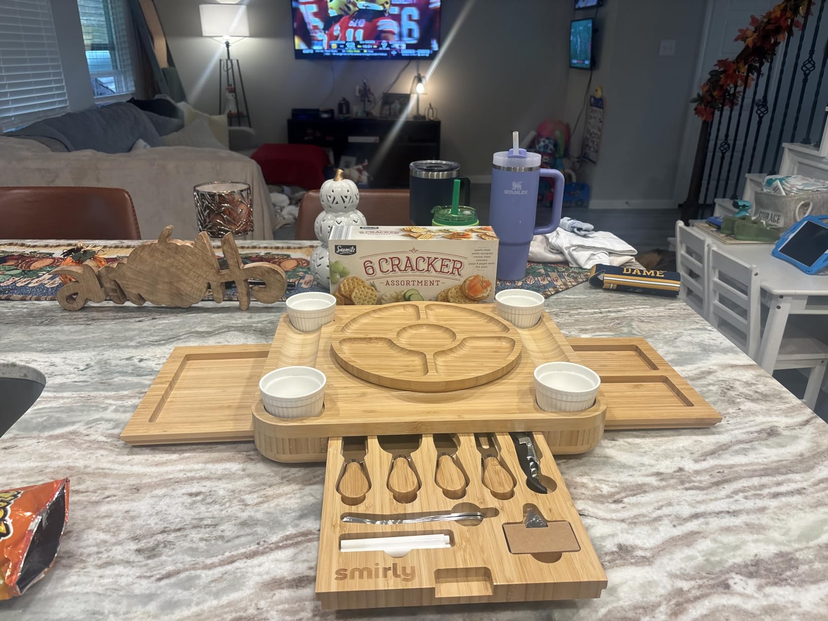 SMIRLY Charcuterie Boards Set, Large Cheese Board Set, Bamboo | House Warming Gift, Wedding Gift for Couple, Bridal Shower Gift, Cheese Board Gift Set, Detachable Drawer Design, 3-Drawer customer photo 2