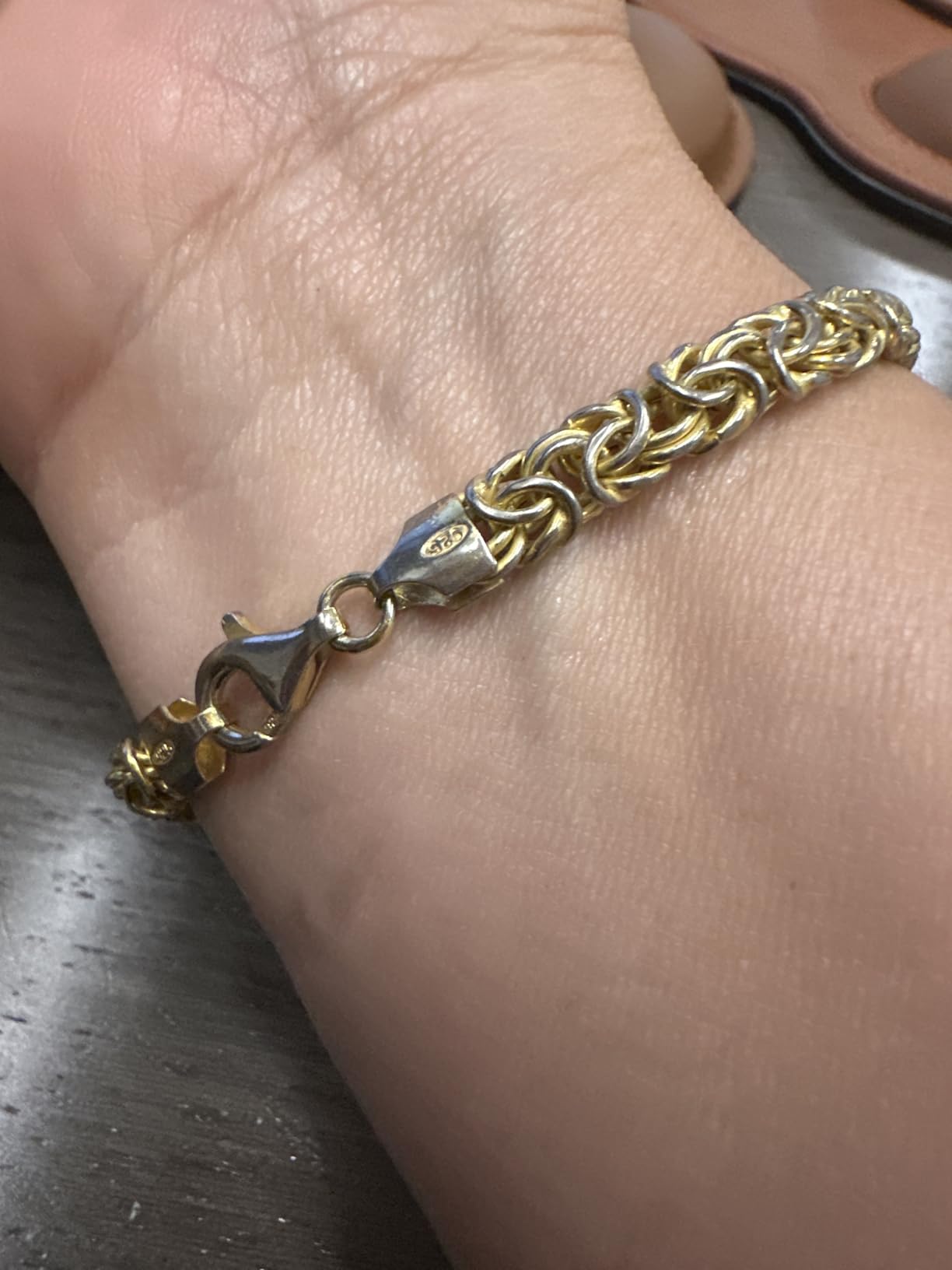 Italian 18K Gold Plated 925 Sterling Silver Byzantine Bracelet customer photo 1