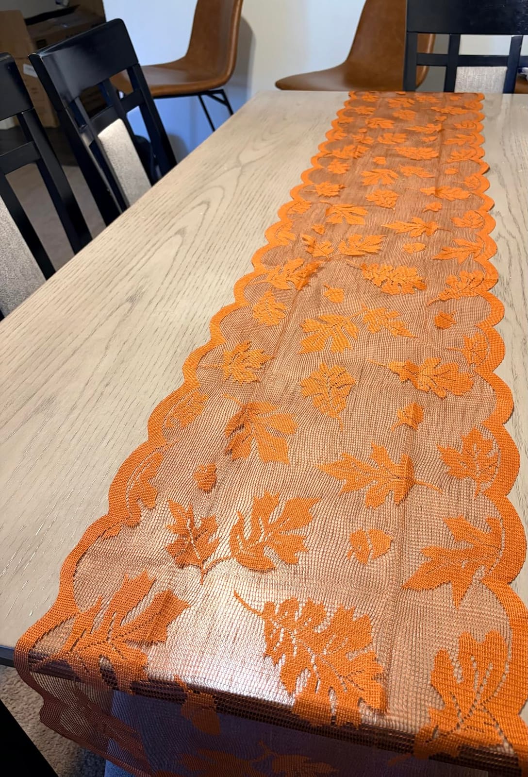 Fall Table Runner Fall Decorations for Home 13 x 72 Inch Maples Leaves Lace | Fall Decor Orange Runners Thanksgiving Table Runner Autumn Harvest Thanksgiving Decorations for Table Kitchen Dining Party customer photo 2