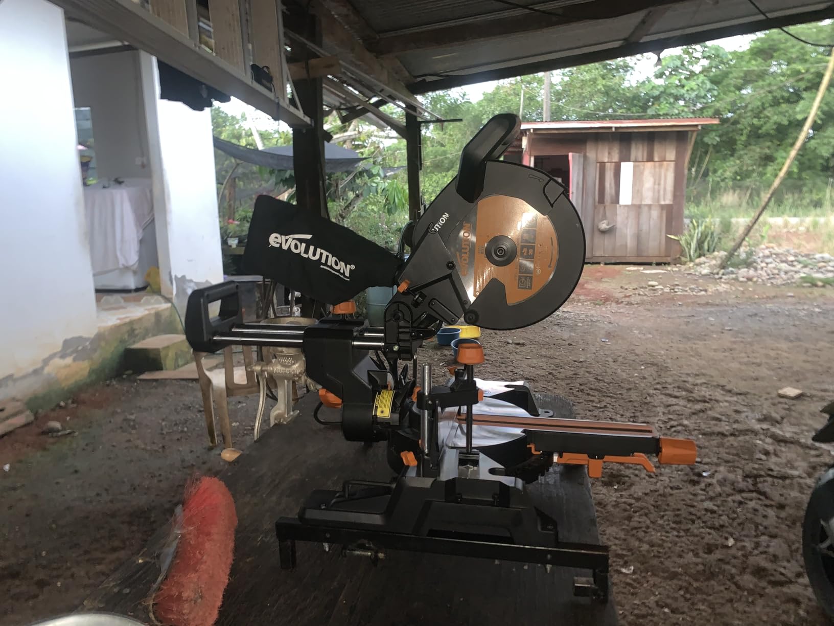 Evolution Power Tools R255SMS+ PLUS 10-Inch Sliding Miter Saw Plus Multi-Material Multi-Purpose Cutting Cuts Metal, Plastic, Wood & More 0 degree - 45 degree Bevel & 50 degree - 50 degree Miter Angles TCT Blade Included customer photo 2