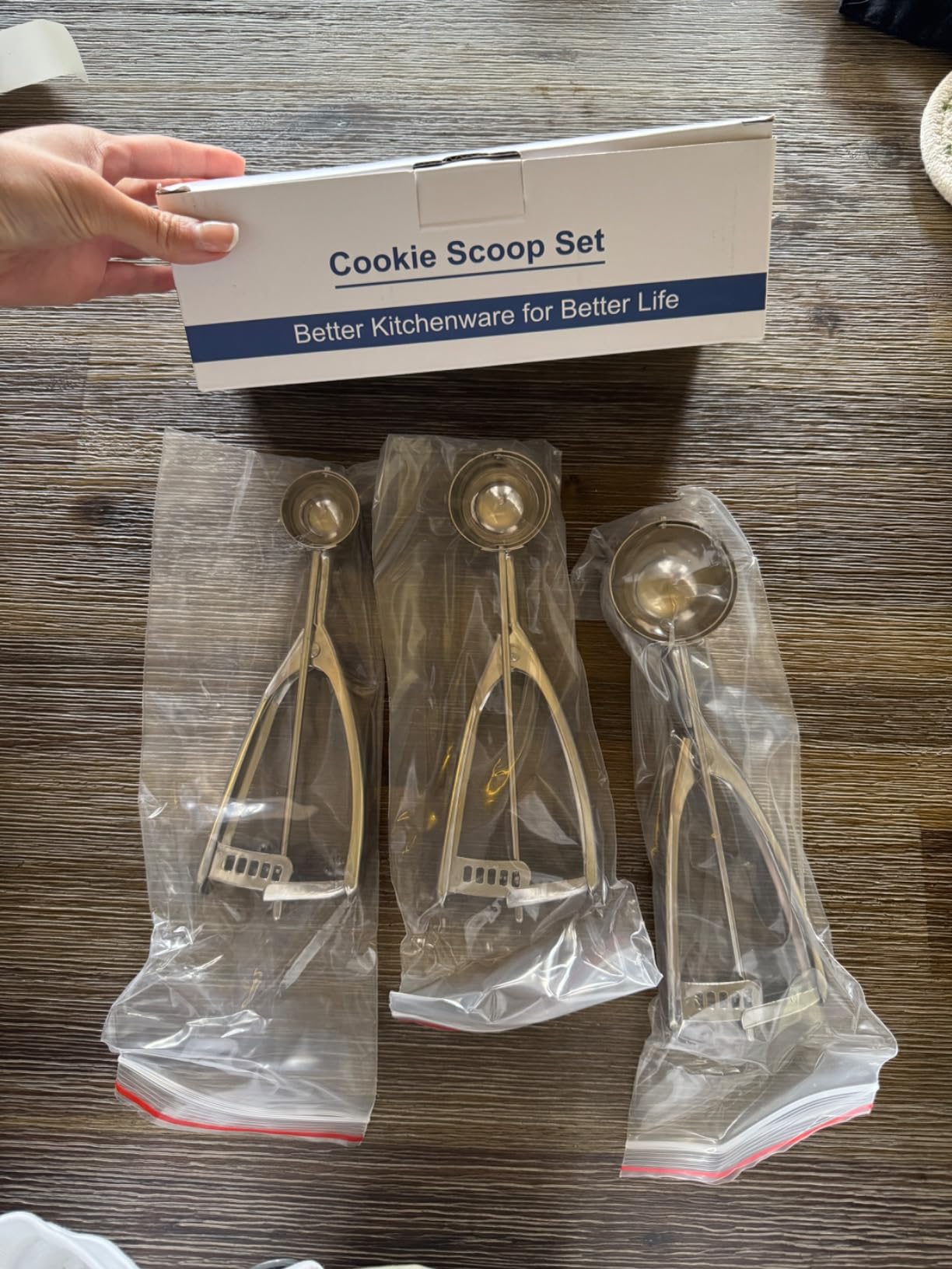 Fayomir Cookie Scoop Set - Small/1 Tbsp, Medium/2 Tbsp, Large/3 Tbsp - Cookie Dough Scoop, Cookie Scoops for Baking Set of 3, Heavy-Duty 18/8 Stainless Steel Melon Baller Scoop Ice Cream Scoop customer photo 1