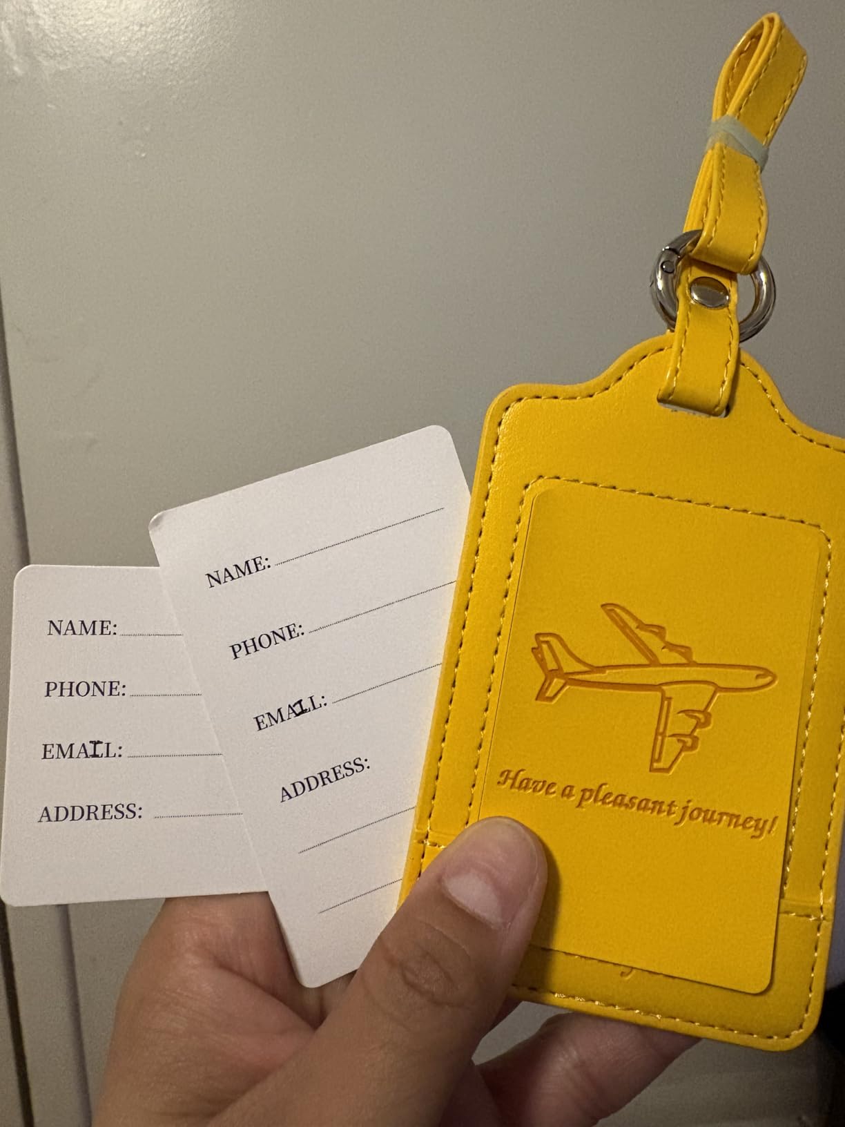 Teskyer Leather Luggage Tags for Suitcases, 3 Pack, Black customer photo 1