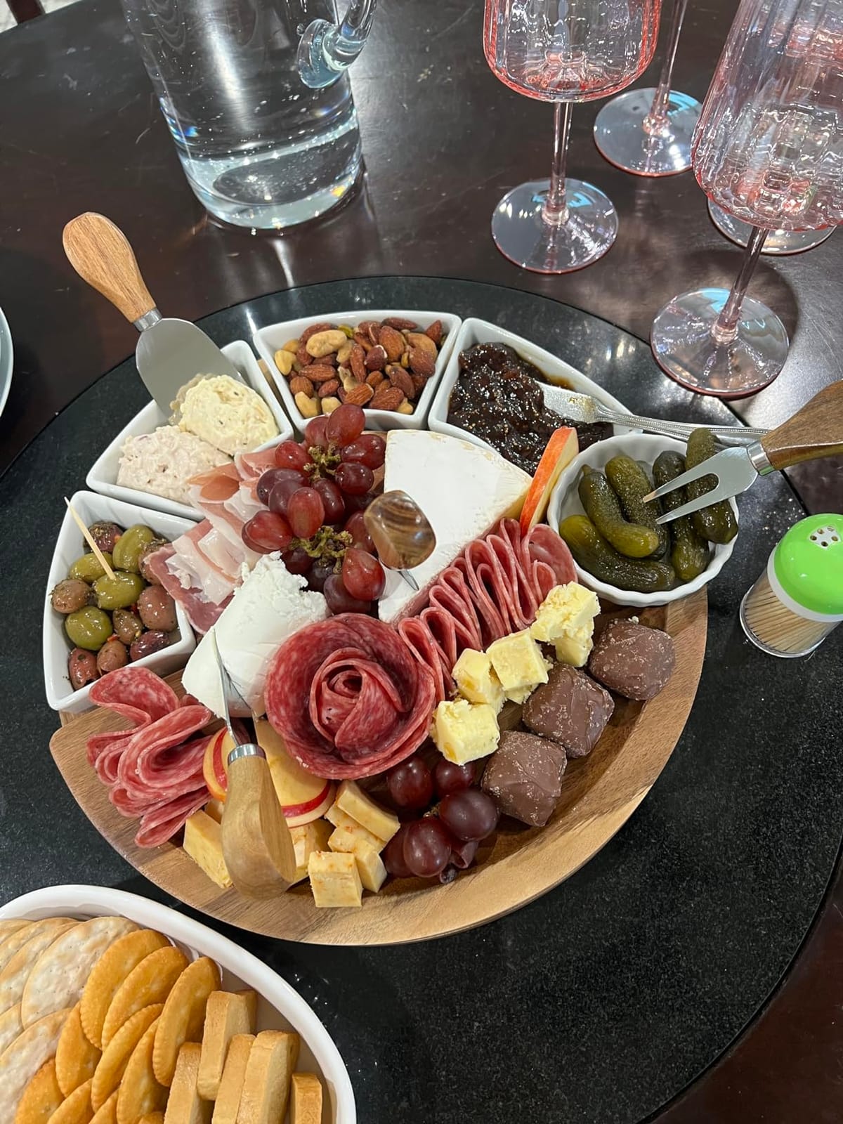 ChefSofi Charcuterie Board Set and Cheese Serving Platter - Made from Acacia Wood - US Patented 13 inch Cheese Board and Knife Set for Entertaining and Serving - 4 Knives and 4 Bowls customer photo 1