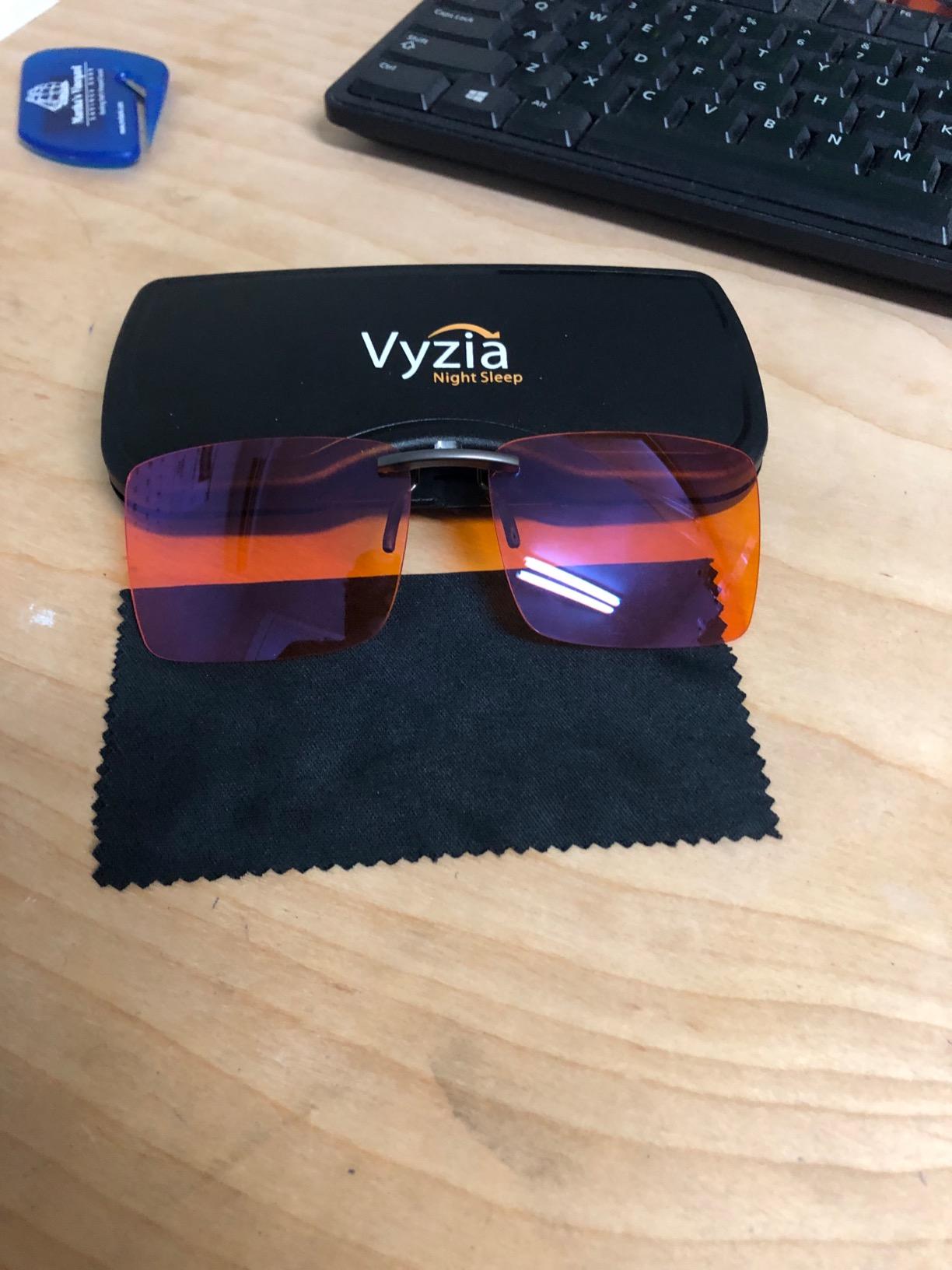Vyzia Clip On Blue Light Blocking Glasses For Sleep | Fits Over Prescription Glasses, Orange Lenses Help Reduce Computer Eye Strain and Induce Sleep customer photo 1