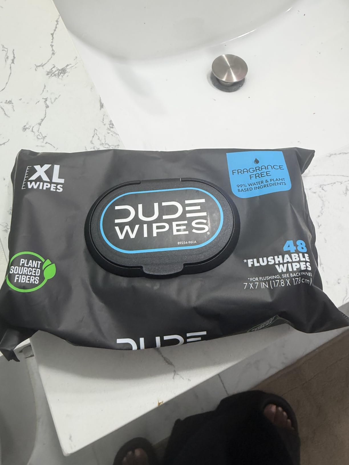 DUDE Wipes Mint Chill Adult Flushable Wet Wipes, Refreshing, 48 Count | 99% water, extra large flushable butt wipes. Ultra refreshing tea tree oil, vitamin E and aloe. Septic safe. 1 pack of 48 customer photo 1