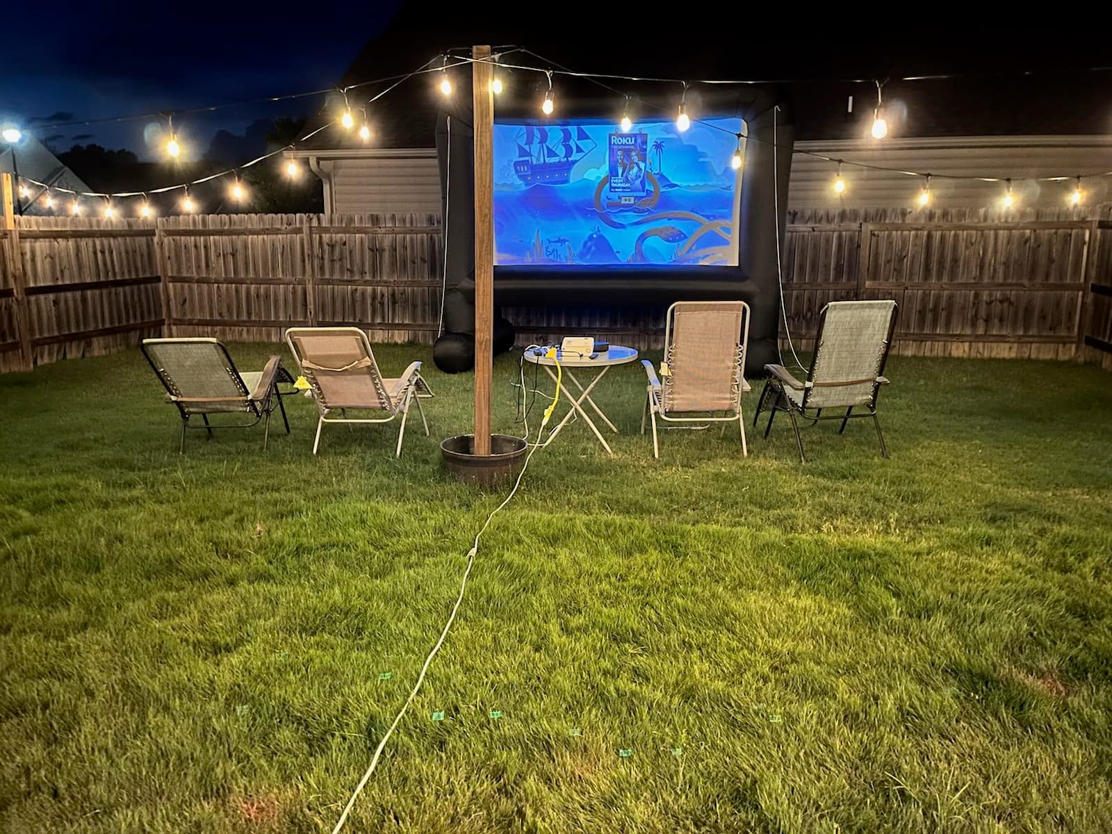 OUTTOY Inflatable/Blow Up Projection Screen with Quiet Fan and Storage Bag, Easy Set up, Mega for Outdoor, Backyard Movie Night, Theme Parties, Celebrations-16FT customer photo 1