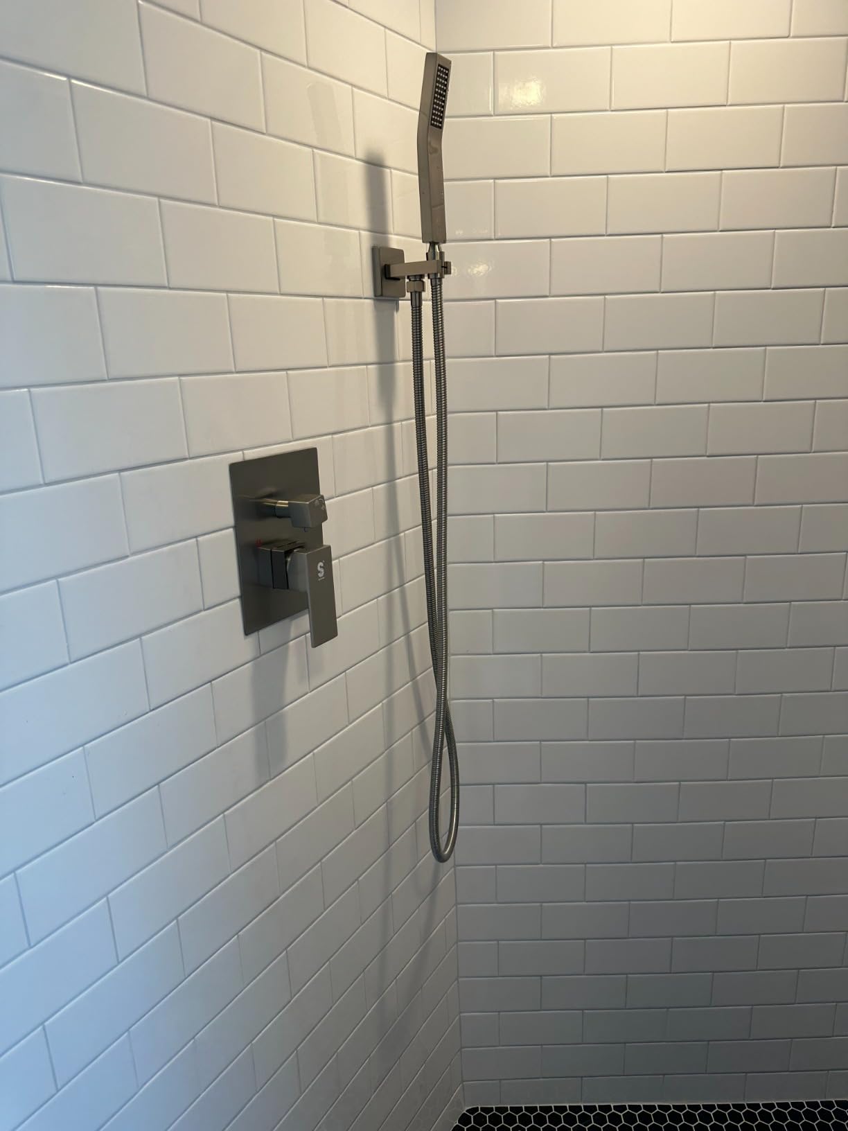 SR SUN RISE Shower Faucet Set 12-Inch Rainfall Shower Head Matte Black | Wall-Mounted Shower System with Handle Solid Brass Valve and Trim Kit Included for a Complete Bathroom Installation customer photo 2