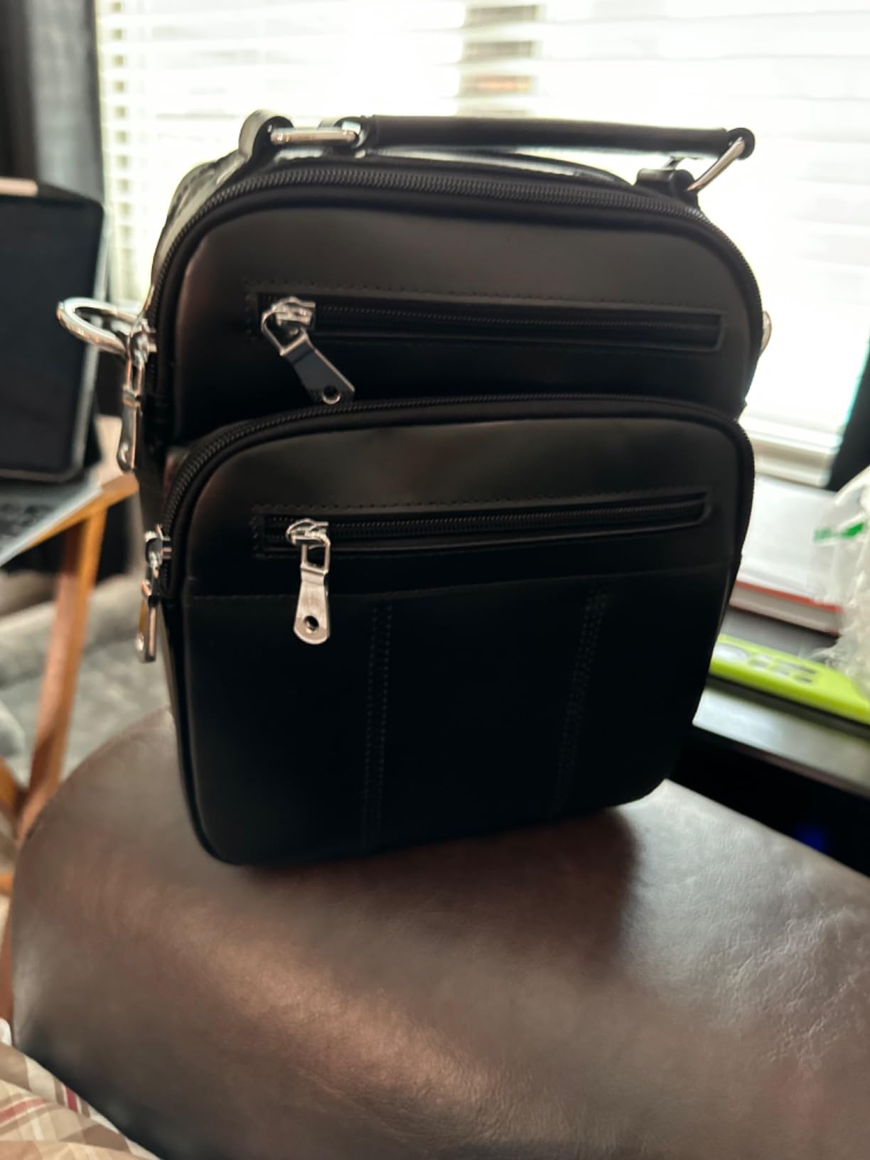 Jack&Chris Leather Messenger Bag for Men, Man Purse Crossbody Bags for Work Business customer photo 2