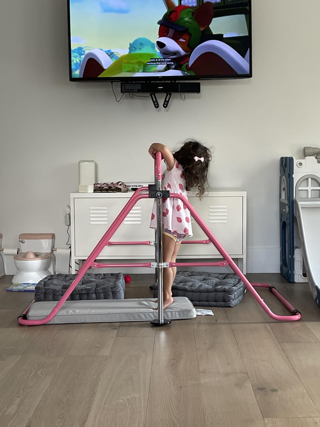 Safly Fun Foldable Gymnastics Bar for Kids, Adjustable 35