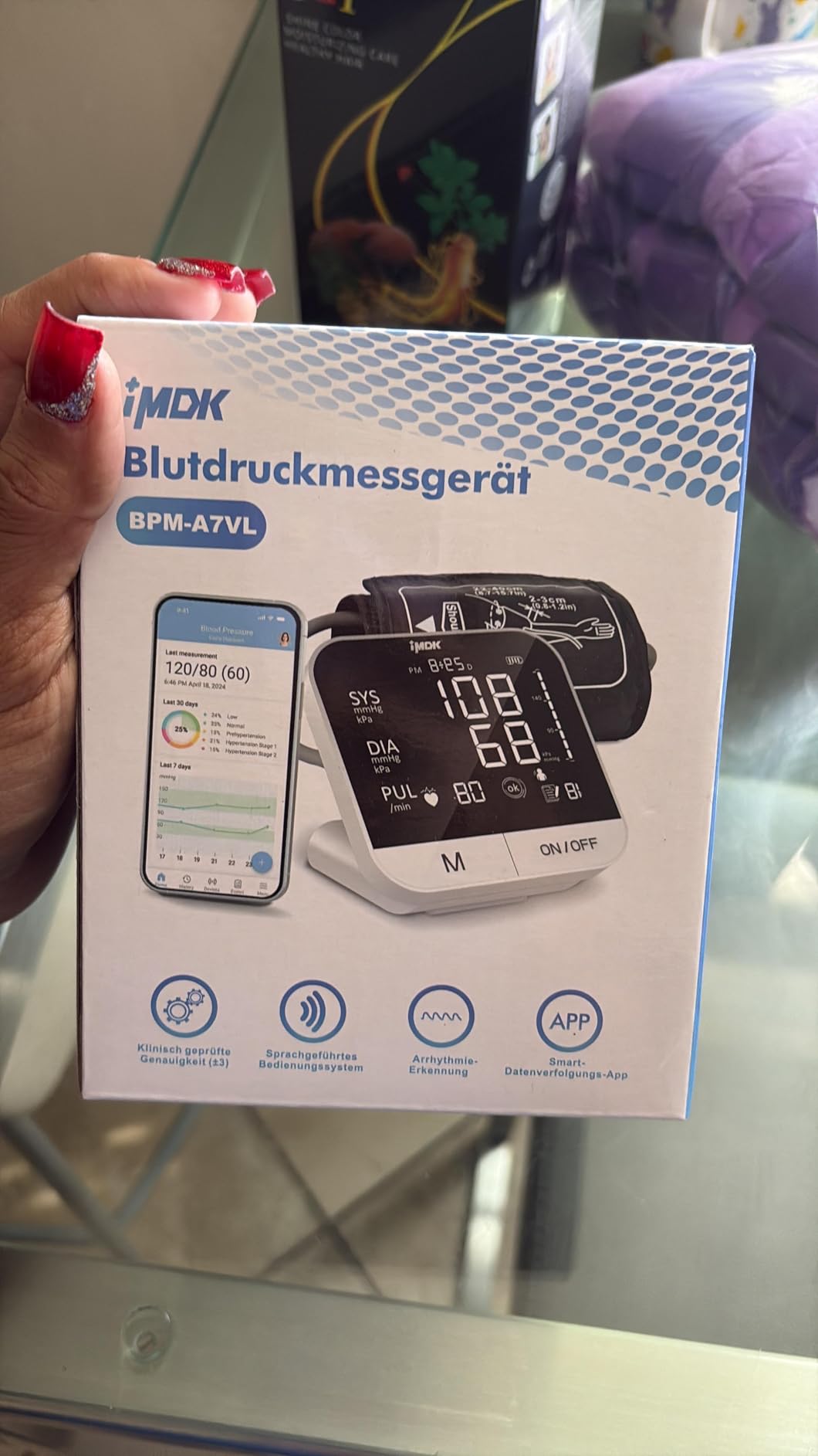 IMDK Blood Pressure Monitors - Arm Blood Pressure Monitors for Home Use, Accuracy of ±3 mmHg, Cuff '8.7-16.5' inch Adjustable, Hypertension Management APP for iOS & Android customer photo 1