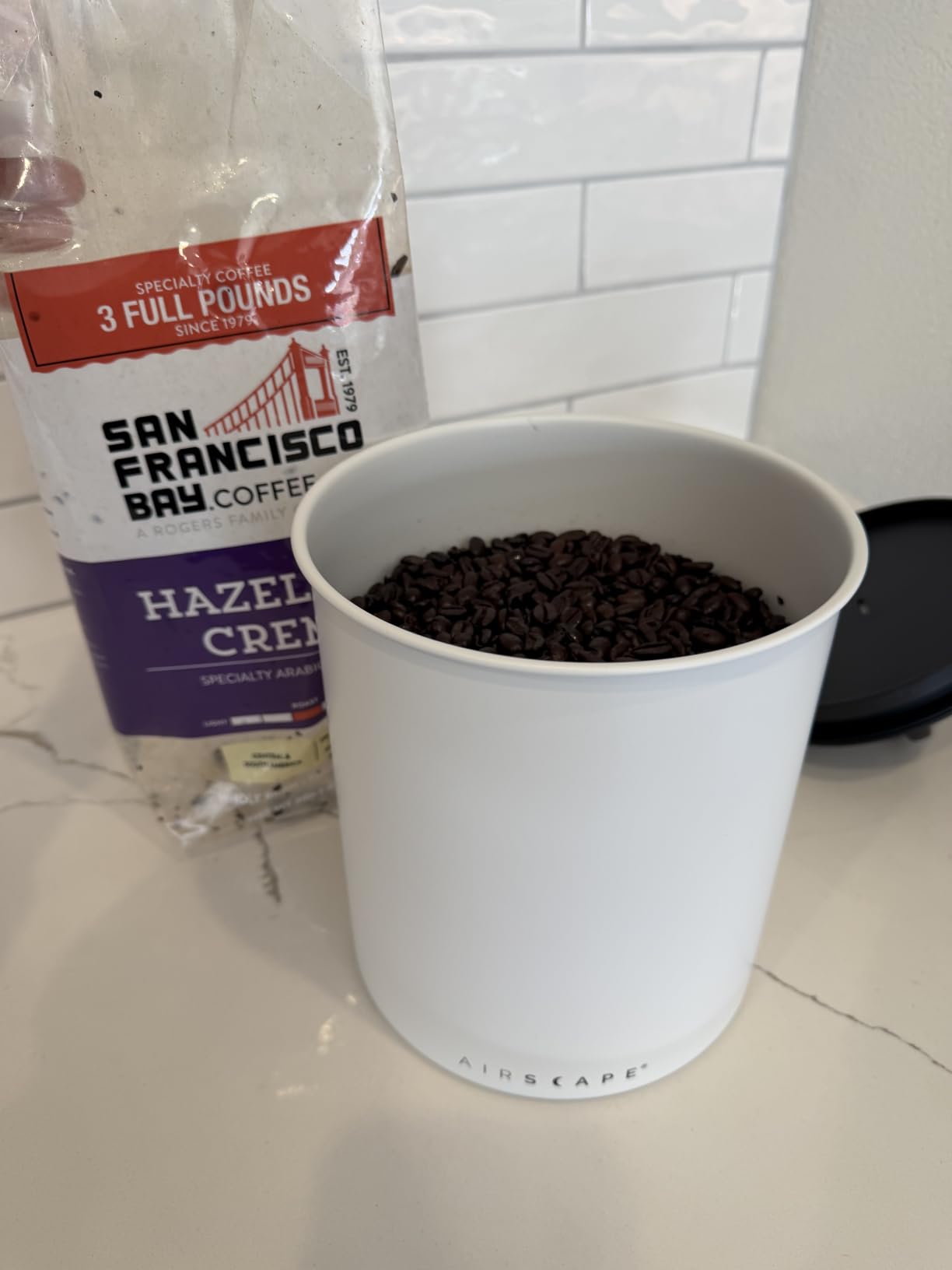 AirScape by Planetary Design 2.2 lbs Coffee Storage, Matte Black, Plunger Lid Removes Excess Oxygen customer photo 1