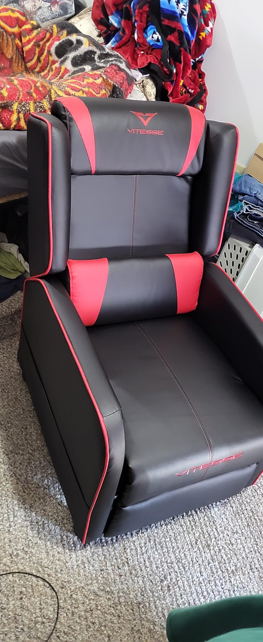 VITESSE VIT Gaming Recliner Chair Racing Style Single PU Leather Sofa Modern Living Room Recliners Ergonomic Comfortable Home Theater Seating, Blue customer photo 1