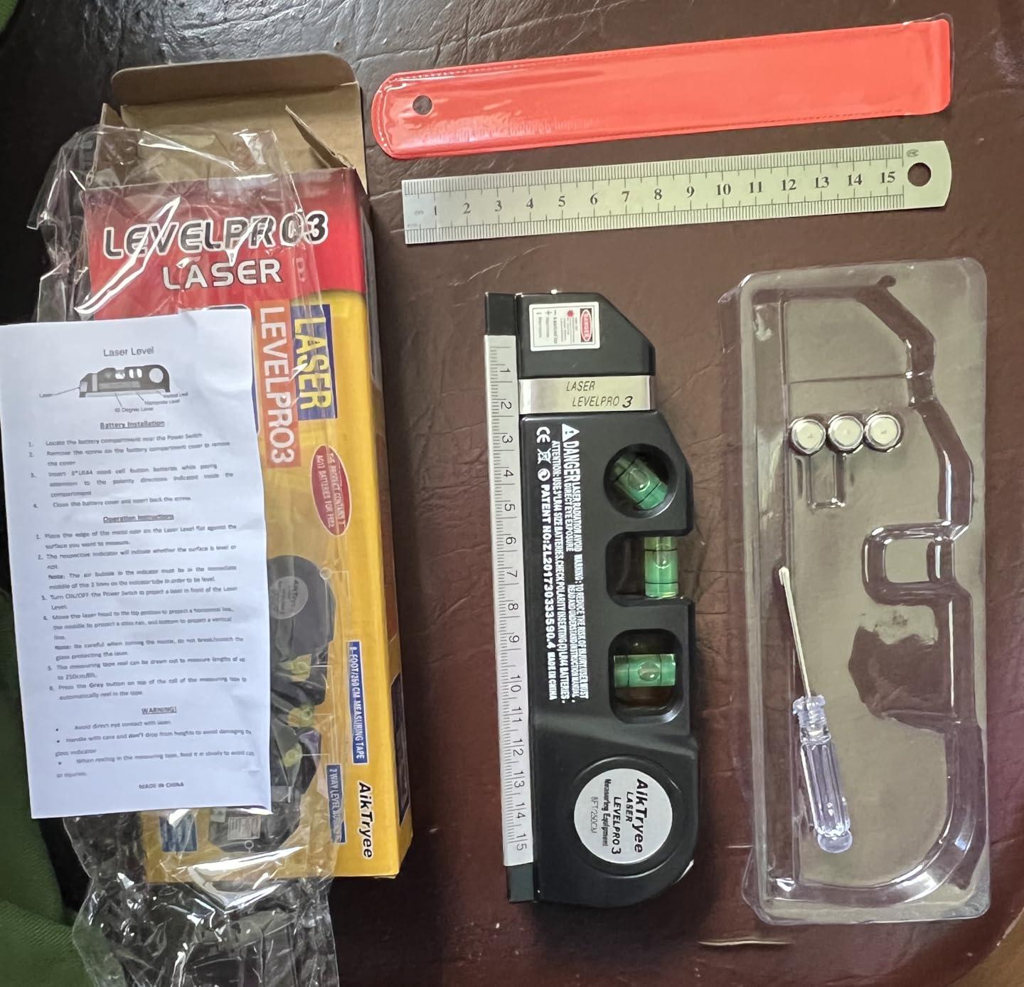Laser Level Line Tool, Multipurpose Laser Level Kit Standard Cross Line Laser leveler Beam Tool with Metric Rulers 8ft/2.5M for Picture Hanging cabinets Tile Walls by AikTryee customer photo 2