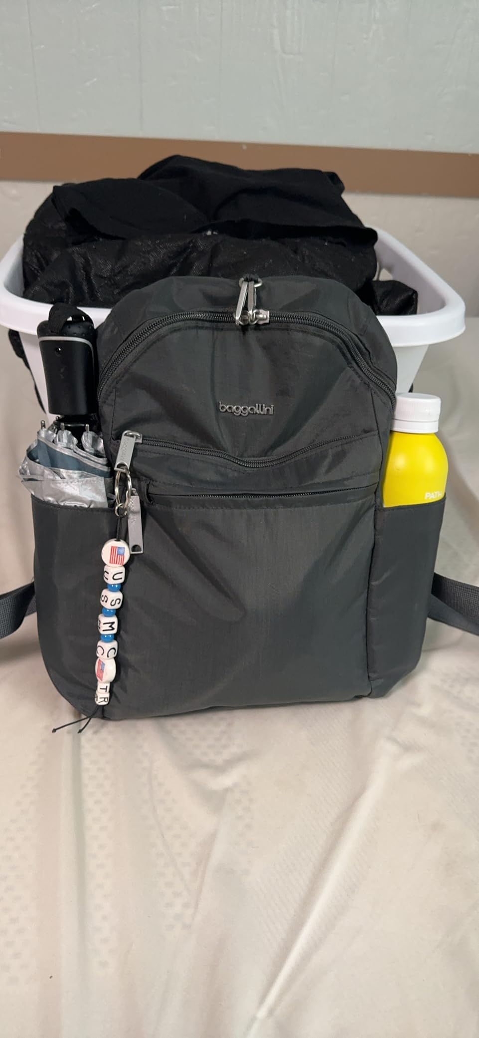 Baggallini Securtex Anti-theft Vacation Travel Backpack 10x13 Slash-Resistant Nylon Daypack w/RFID, Charcoal customer photo 2