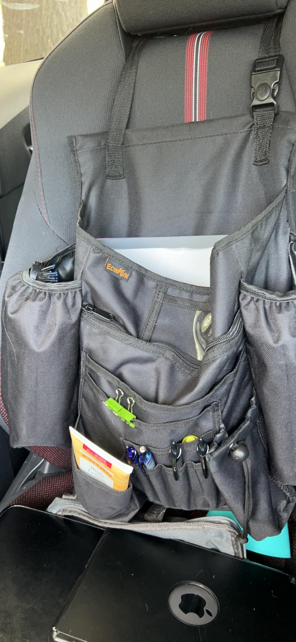 ECWKVN Car Front Seat Organizer - Car File Organizer, Passenger Seat Storage Bag Law Enforcement - Vehicle Storage with Dedicated Laptop Tablet Holder Cup Holder, Black customer photo 2