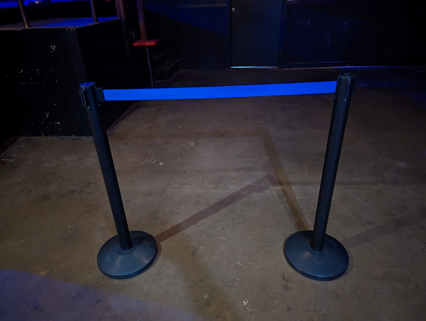 Crowd Control Warehouse Retractable Belt Stanchions, 2-Pack, 11 Ft Black | Heavy-duty Barriers with 40 in Steel Posts, Concrete Bases, Safety Locks, Slow Retraction and 4-way Cassette. Series RBB-100 customer photo 2