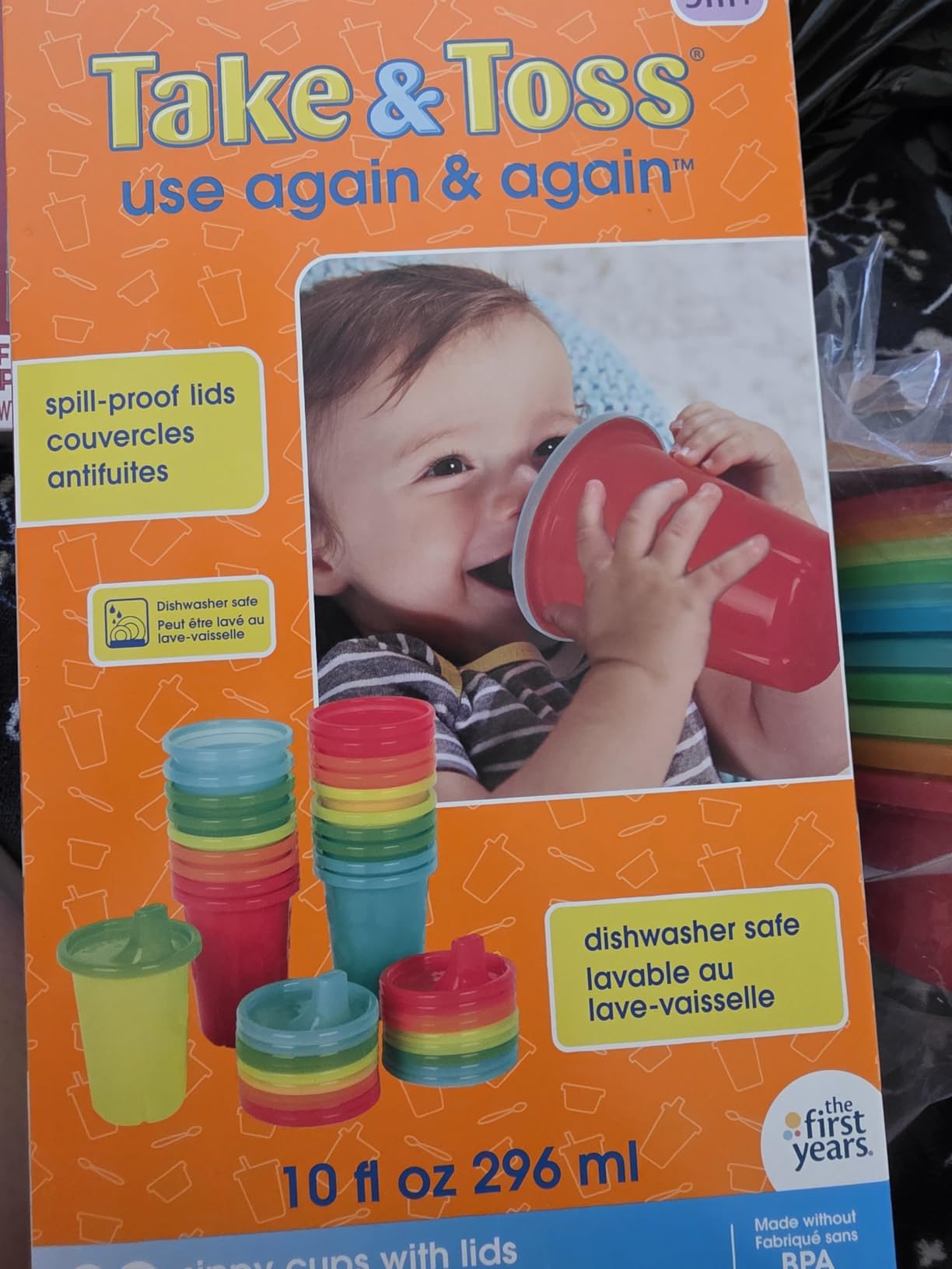 The First Years Take & Toss Spill Proof Sippy Cups - Rainbow Party Pack - Reusable Toddler Cups - 20 Count customer photo 1