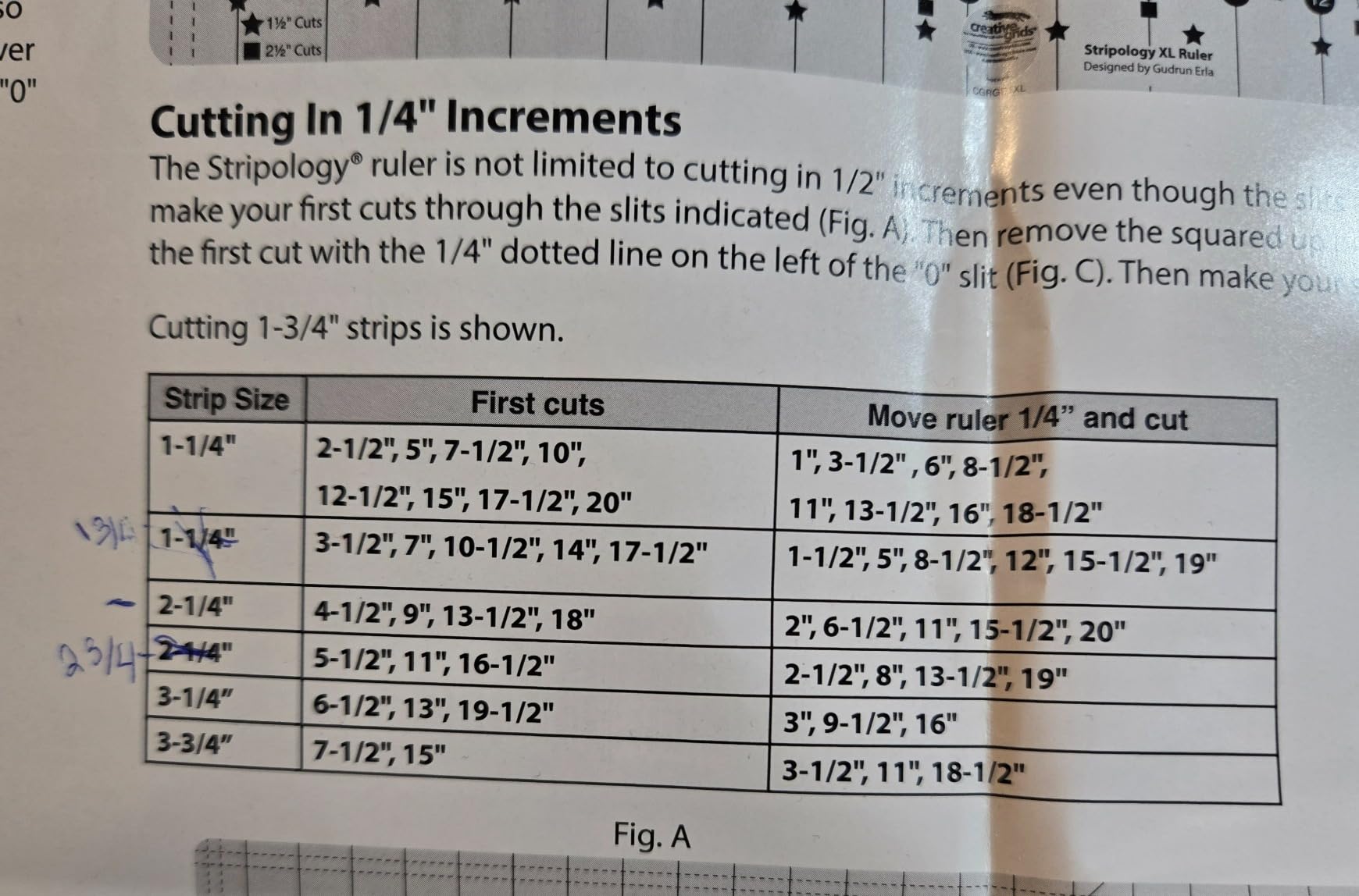 Creative Grids Stripology XL Slotted Quilting Ruler - CGRGE1XL - Made in USA, 17-3/4in x 22in, Non-Slip Grip Extra Large Acrylic Fabric Strip Cutting, Sewing, Crafting, Patchwork Ruler & Template customer photo 1